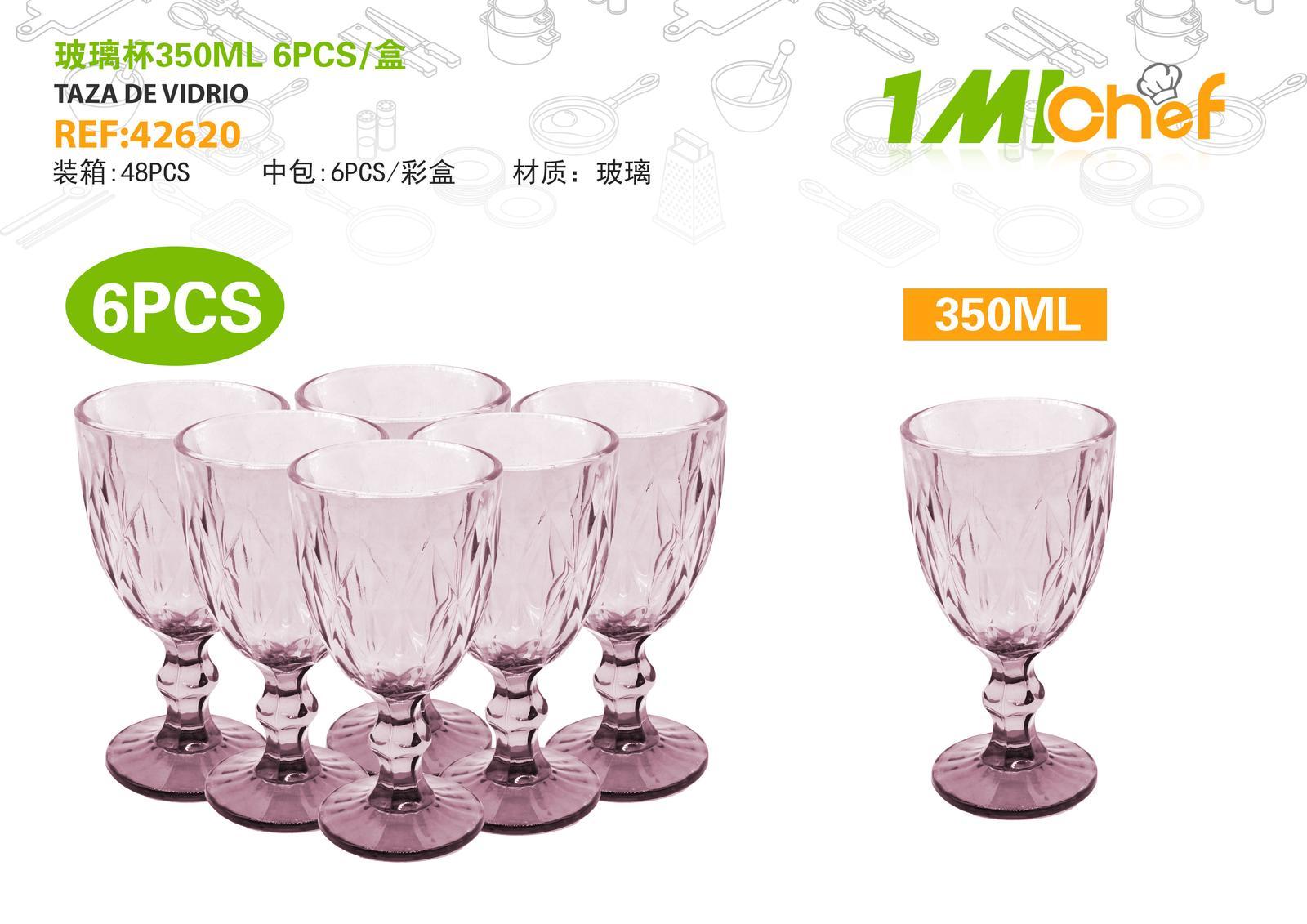 Vaso de vidrio, 350 ml, 6 piezas, ref. 42620