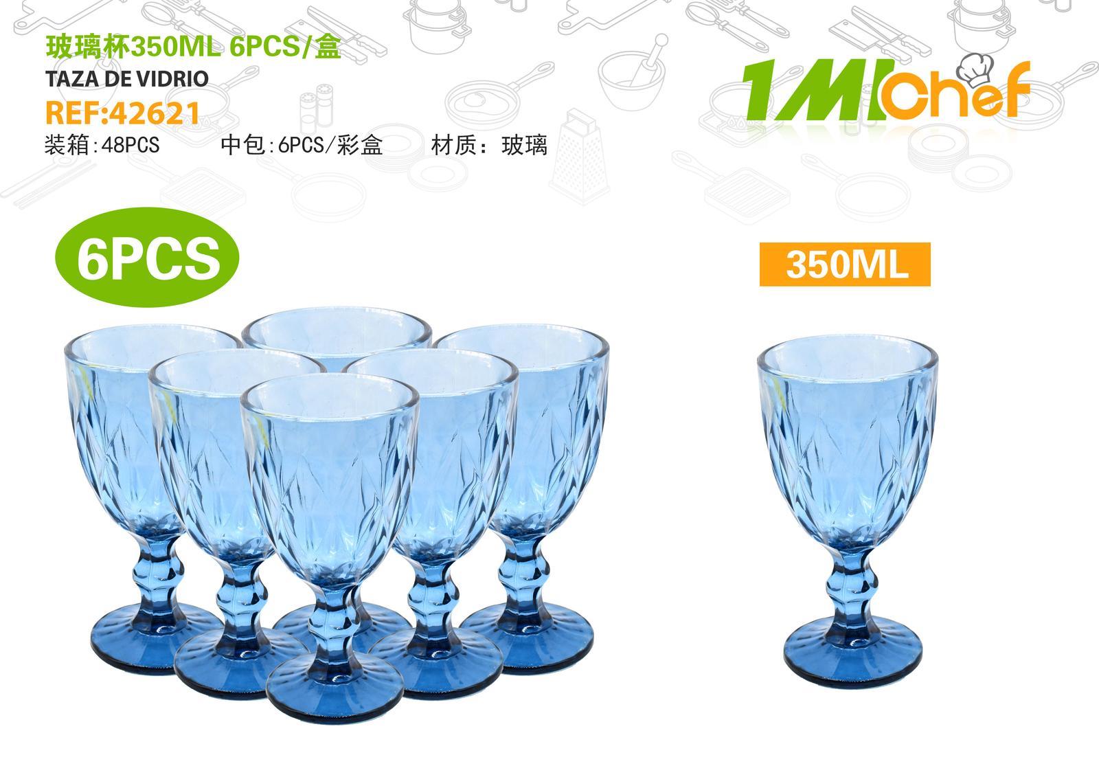 Vaso de vidrio, 350 ml, 6 piezas, ref. 42621