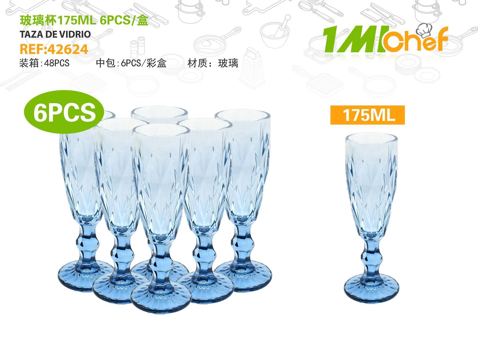 Vaso de vidrio, 178 ml, 6 piezas, ref. 42624