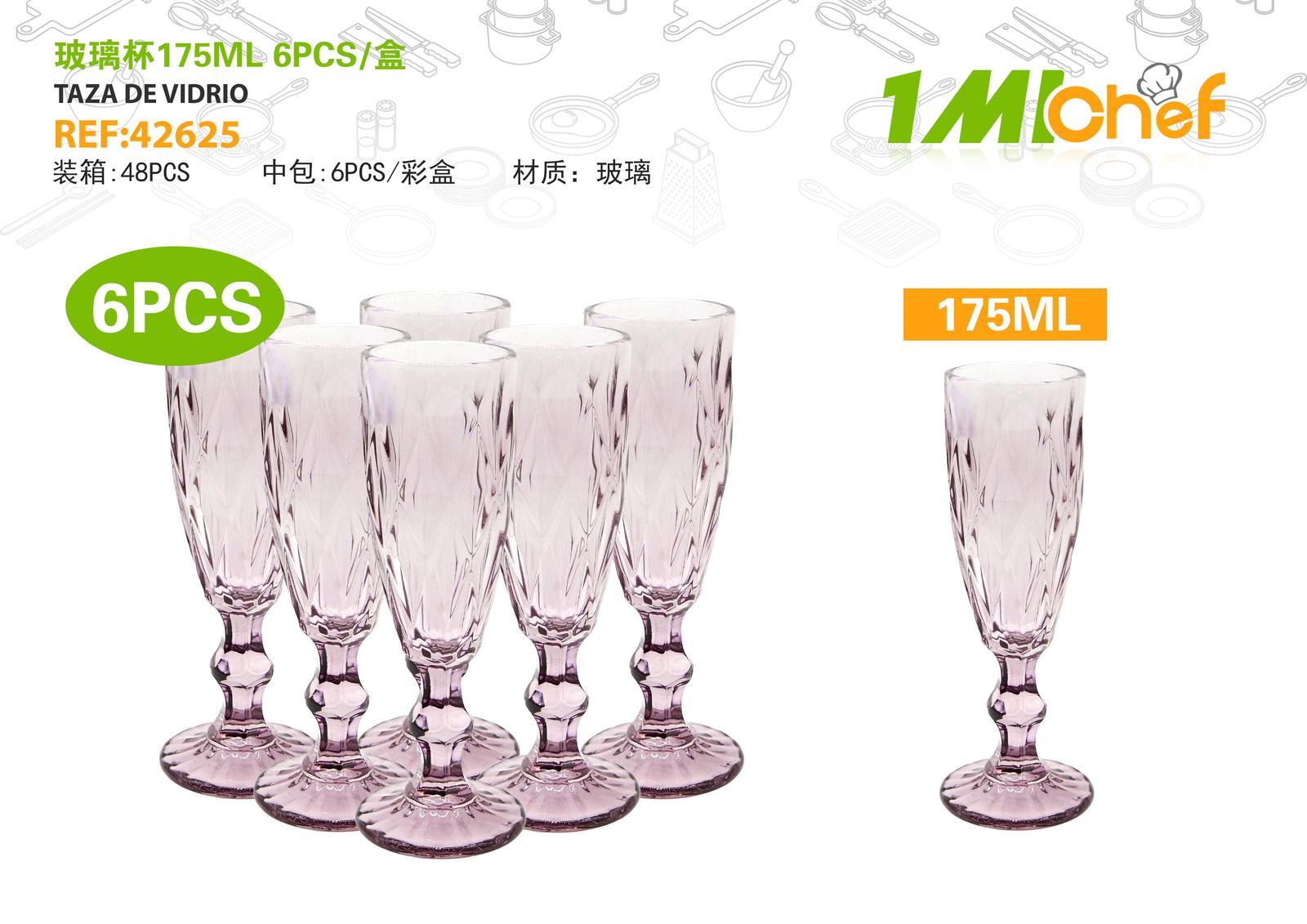 Vaso de vidrio, 178 ml, 6 piezas, ref. 42625