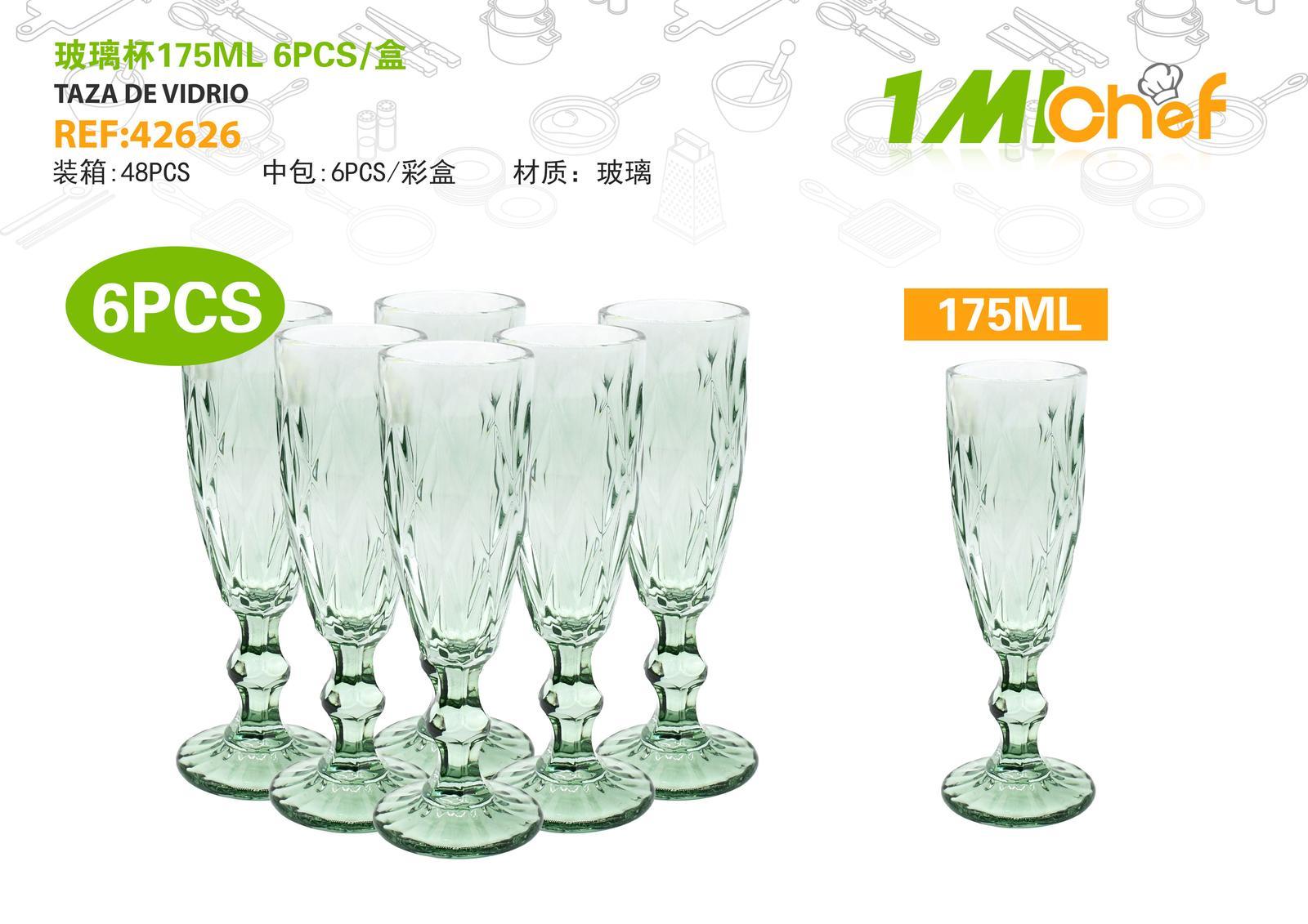 Vaso de vidrio, 178 ml, 6 piezas, ref. 42626