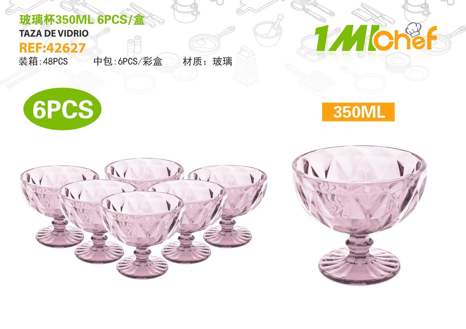 Vaso de vidrio, 350 ml, 6 piezas, ref. 42627