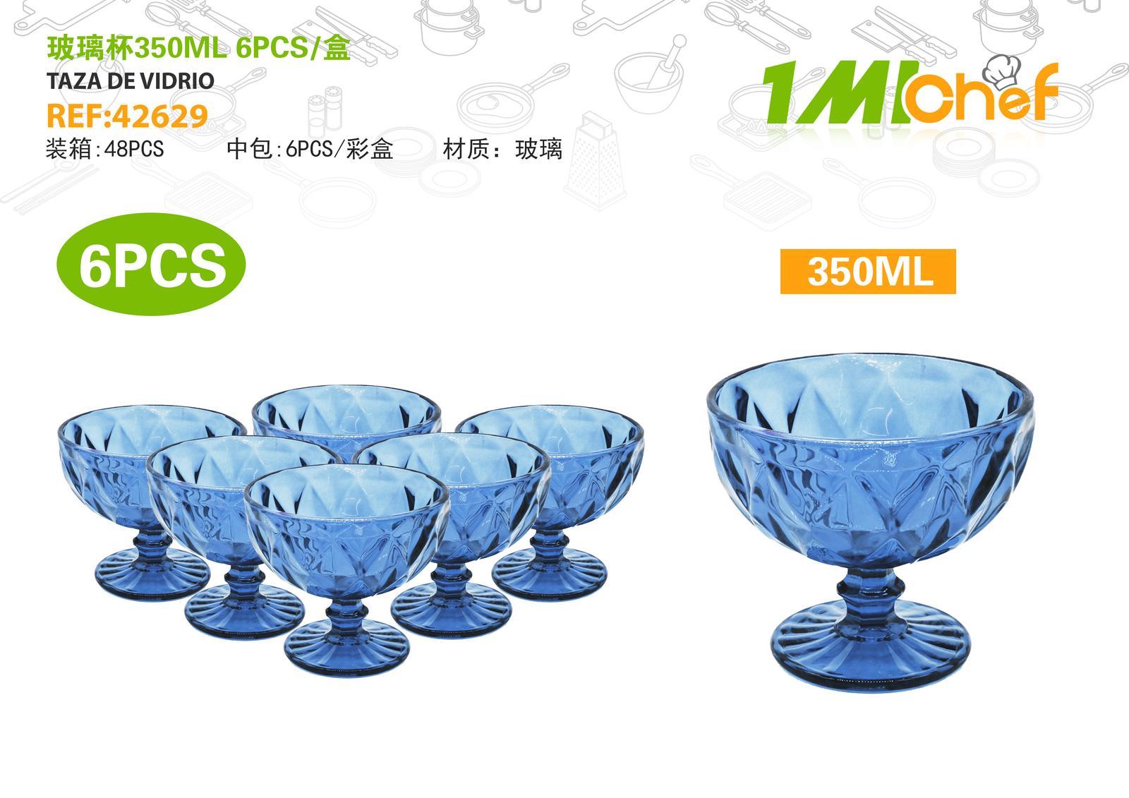 Vaso de vidrio, 350 ml, 6 piezas, ref. 42629