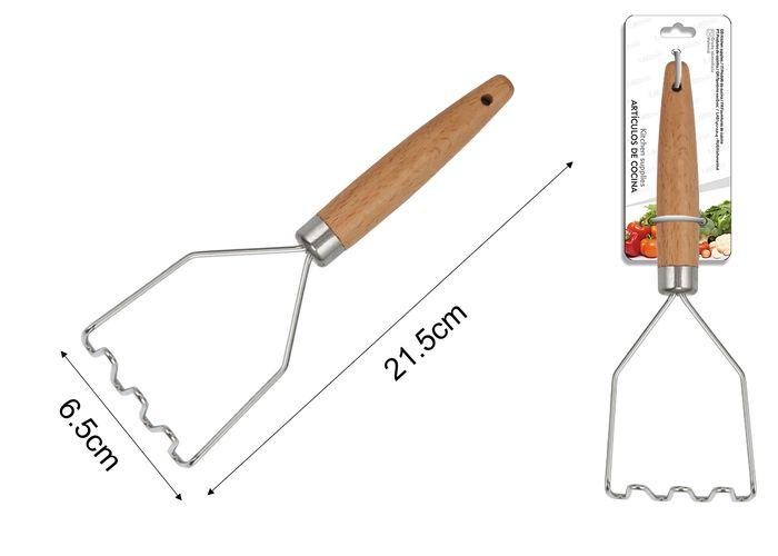 Utensilios de acero inoxidable con mango de madera, 21,5 × 6,5 cm