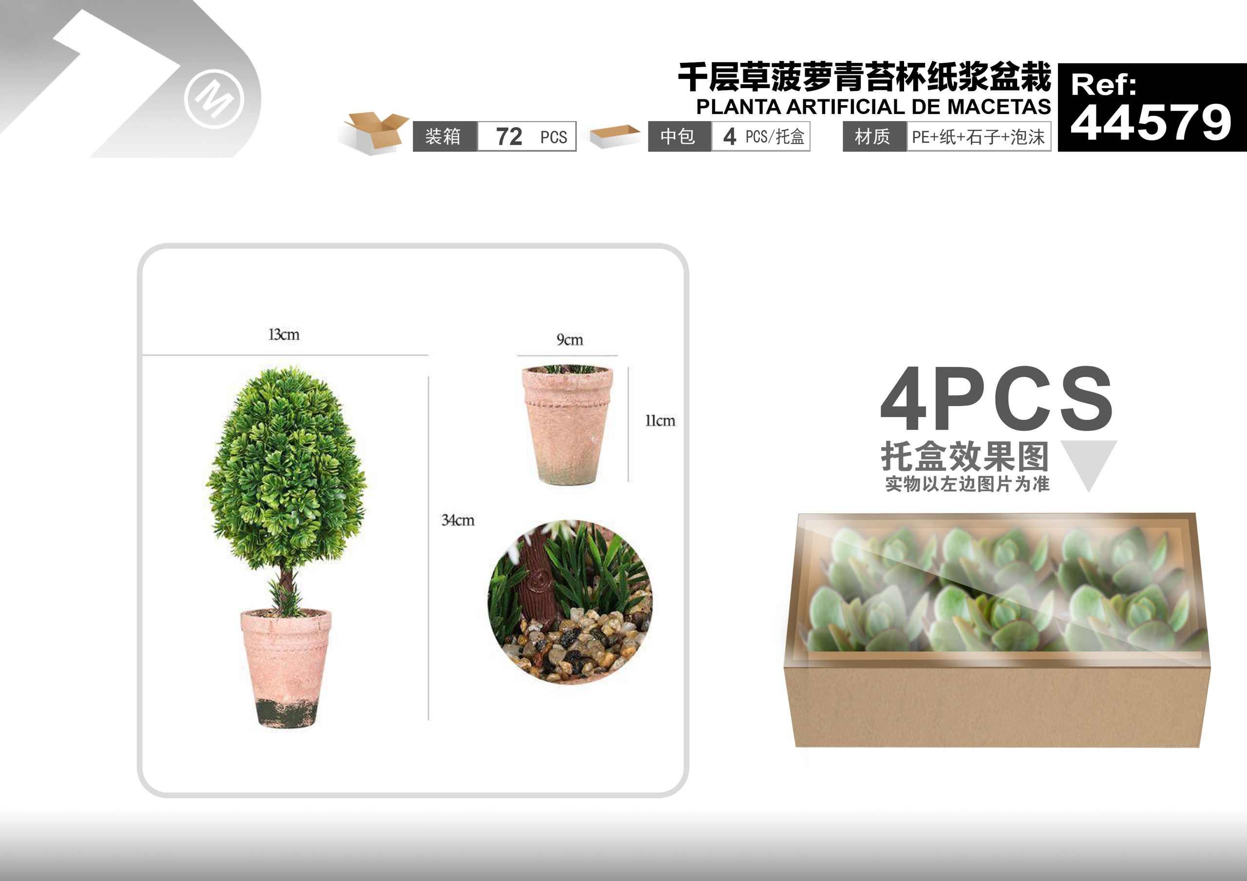 Plantas y césped decorativos, 13 cm, 34 cm, modelo 44579