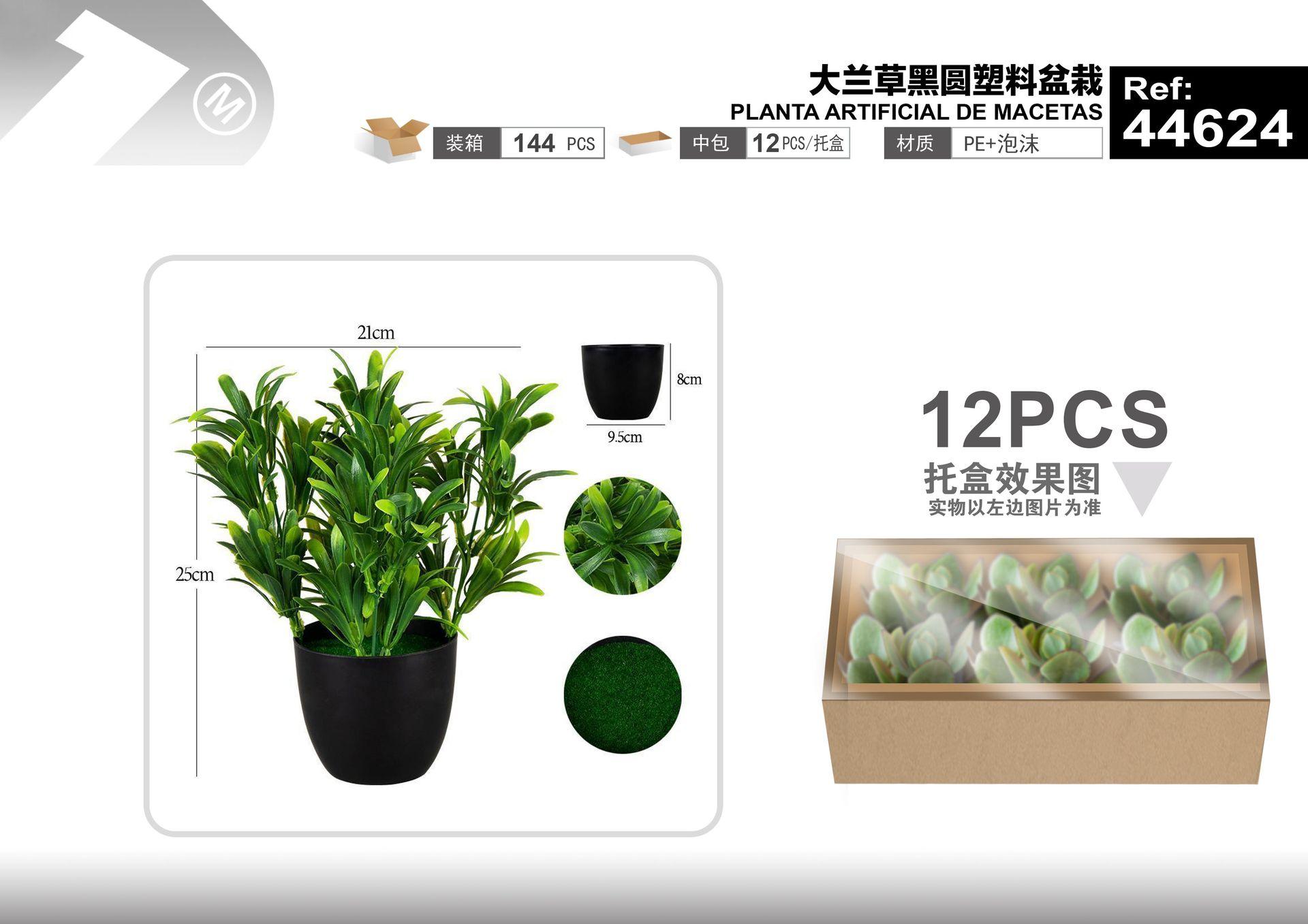 Plantas y césped decorativos, 21 cm, 25 cm, color negro