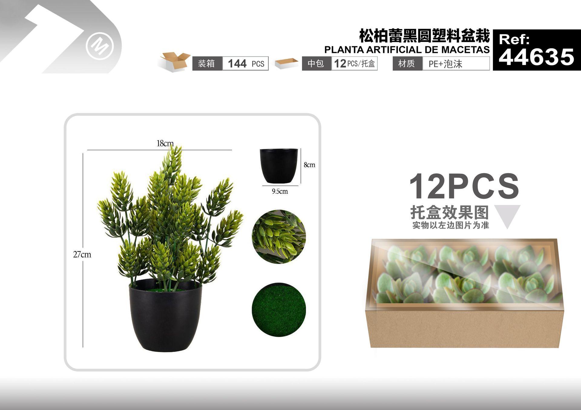 Plantas y césped decorativos, 18 cm, 27 cm, color negro, modelo 44635