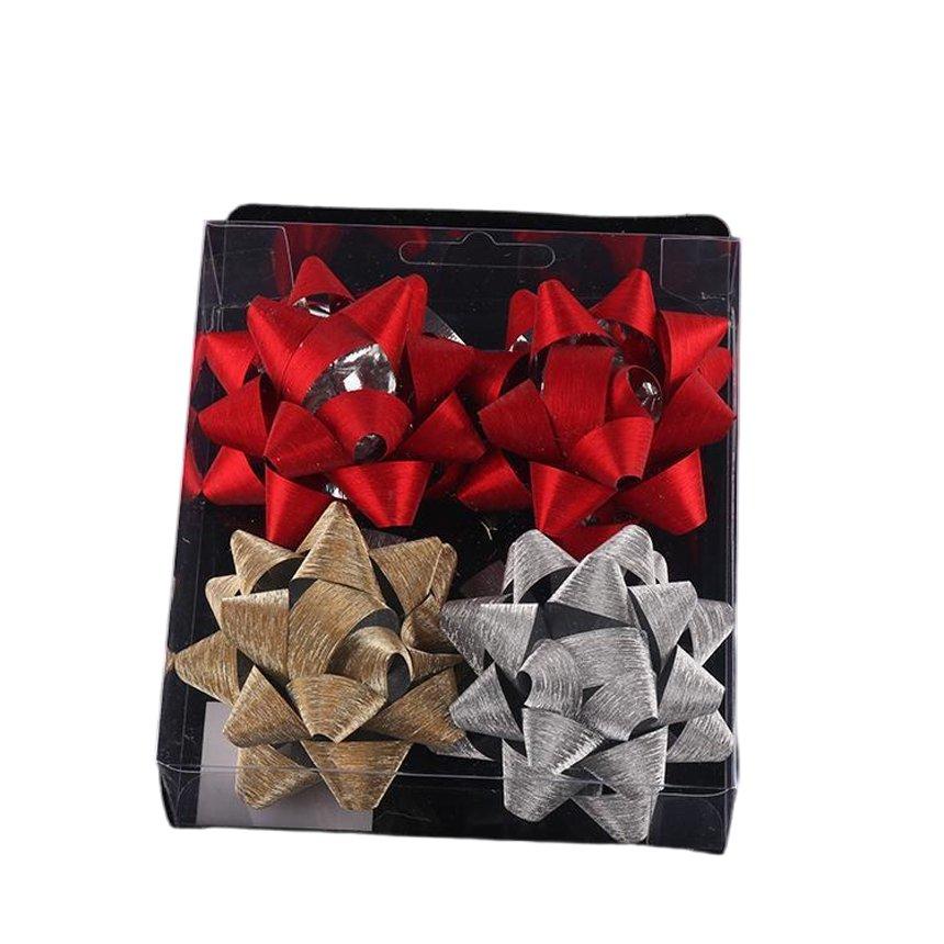 Flor estrella hecha a mano, 7,5 cm, 4 piezas, modelo 45503