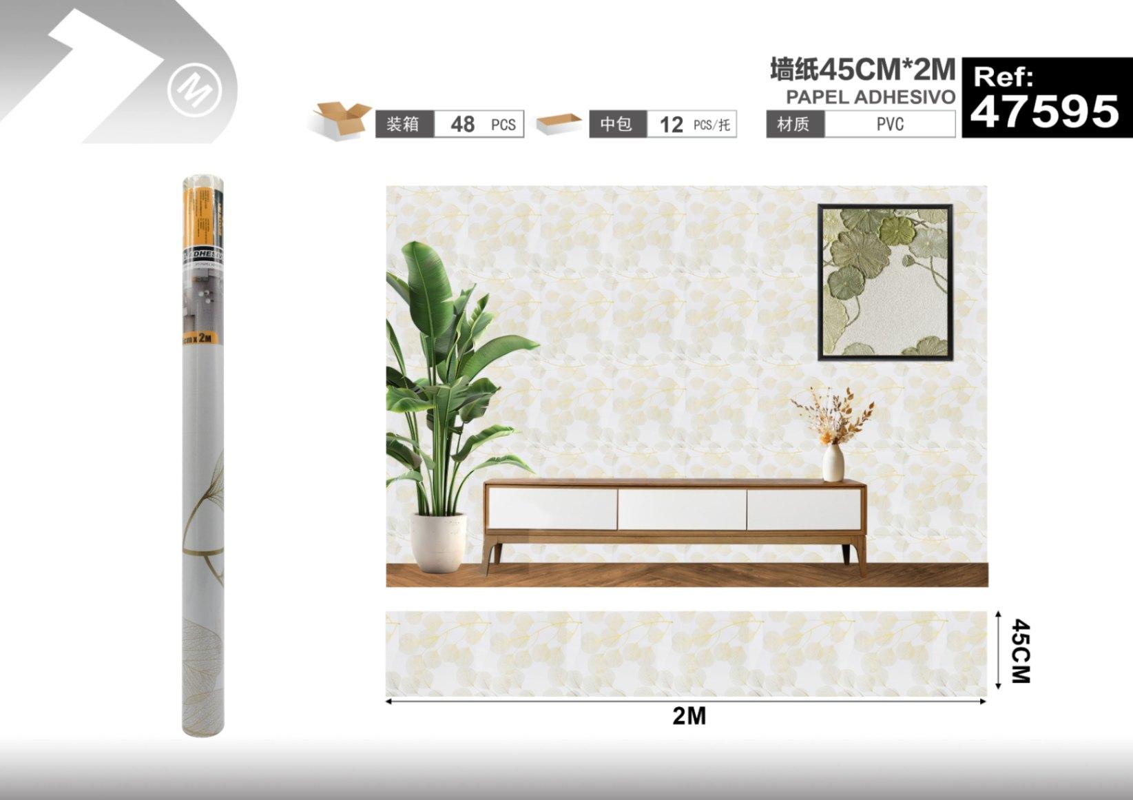 Papel tapiz decorativo, 45 cm, 2 m, modelo 47595