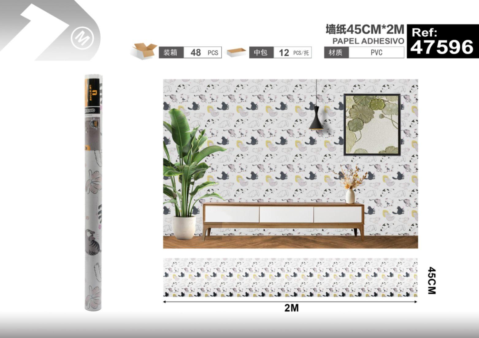 Papel tapiz decorativo, 45 cm, 2 m, modelo 47596