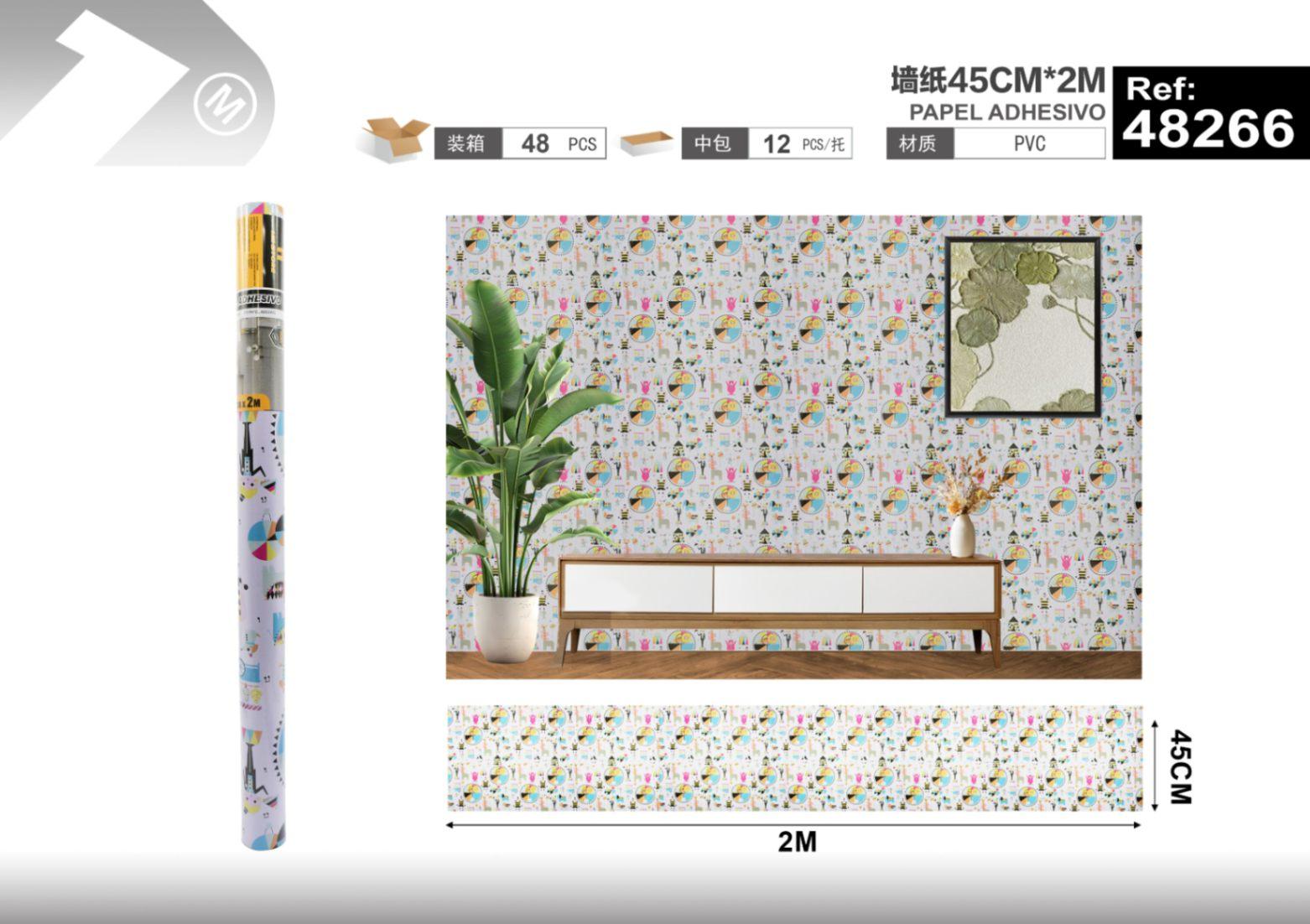 Papel tapiz decorativo, 45 cm, 2 m, modelo 48266