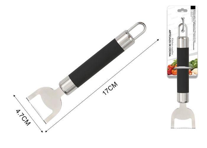 Utensilios de acero inoxidable con mango negro, 17 × 4,7 × 2 cm