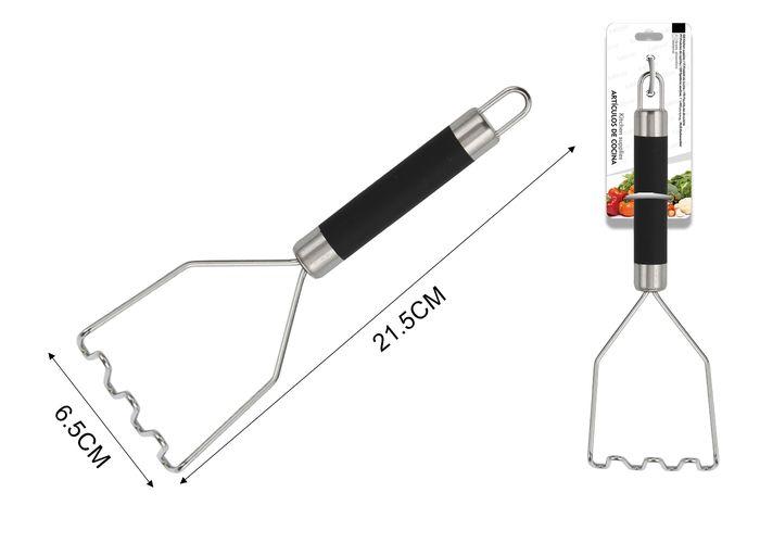 Utensilios de acero inoxidable con mango negro, 21,5 × 6,5 cm