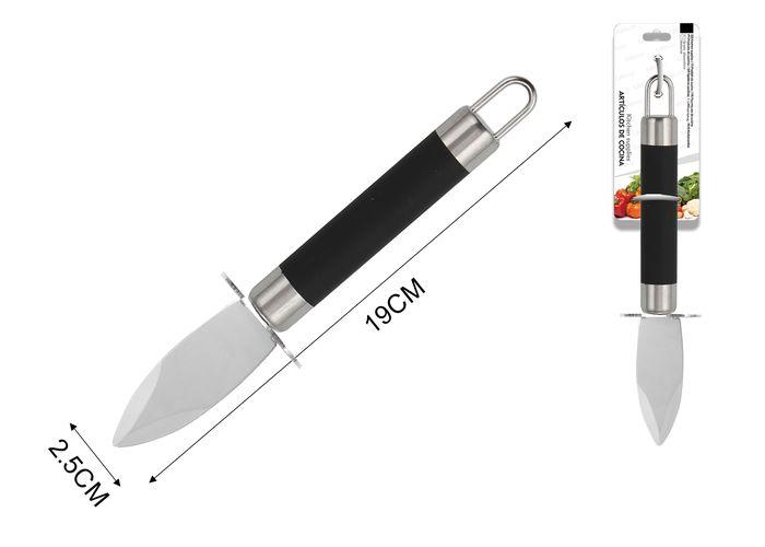 Cuchillo para ostras, 19 × 2,5 cm, color negro