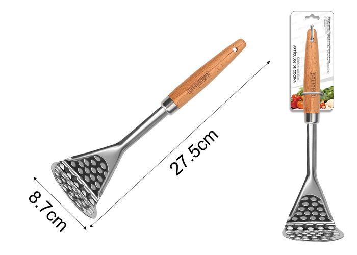 Utensilios de acero inoxidable con mango de madera, 27,5 × 8 × 7,5 cm