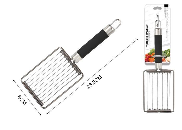 Utensilios de acero inoxidable con mango negro, 23,5 × 8 × 2 cm