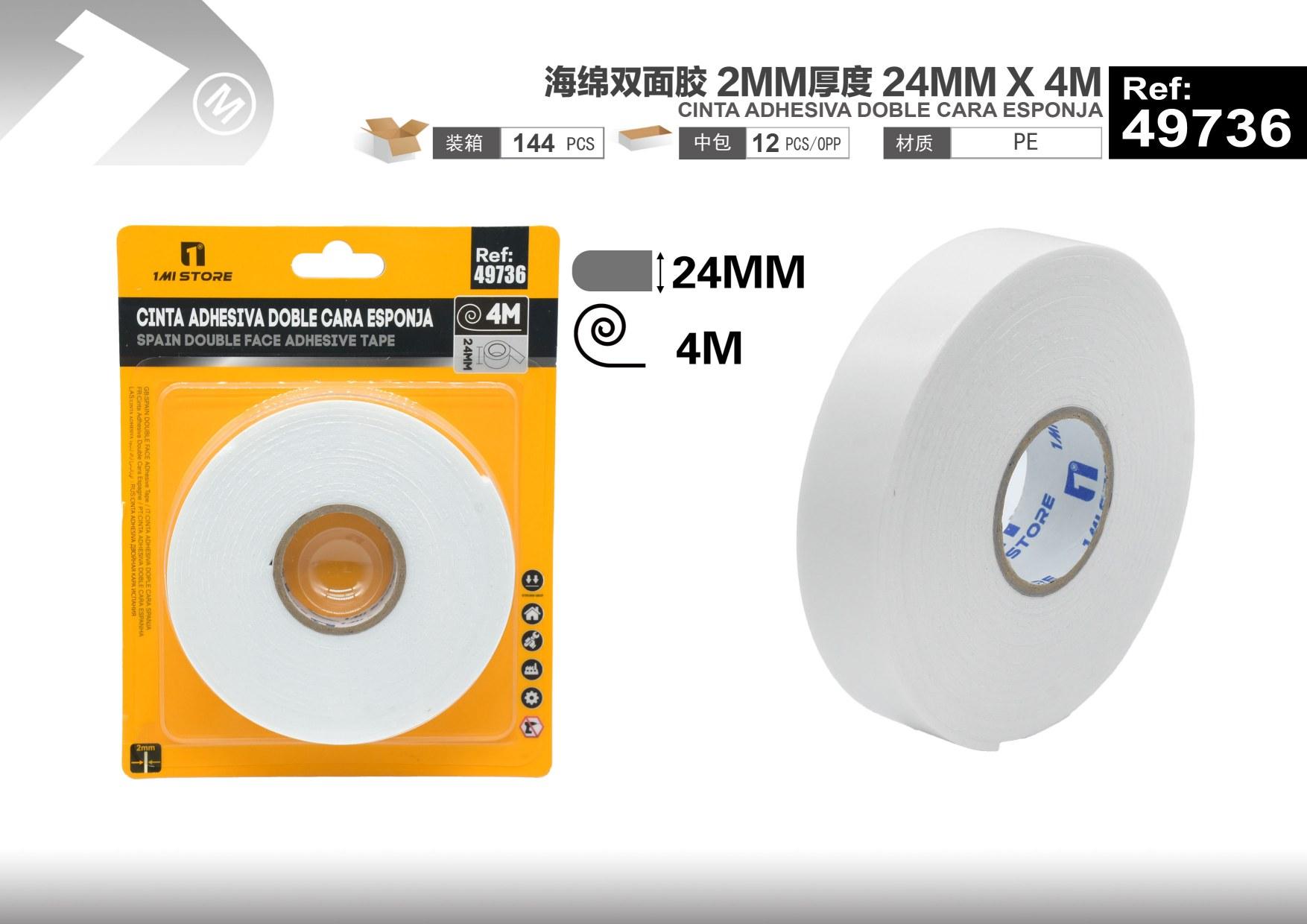 Cinta de doble cara, 2 mm, 24 mm, 4 m, ref. 49736