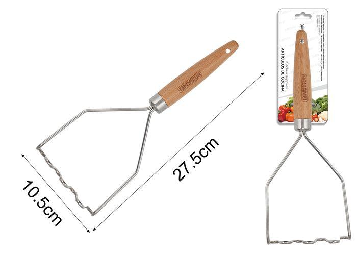 Utensilios de acero inoxidable con mango de madera, 27,5 × 10,5 cm