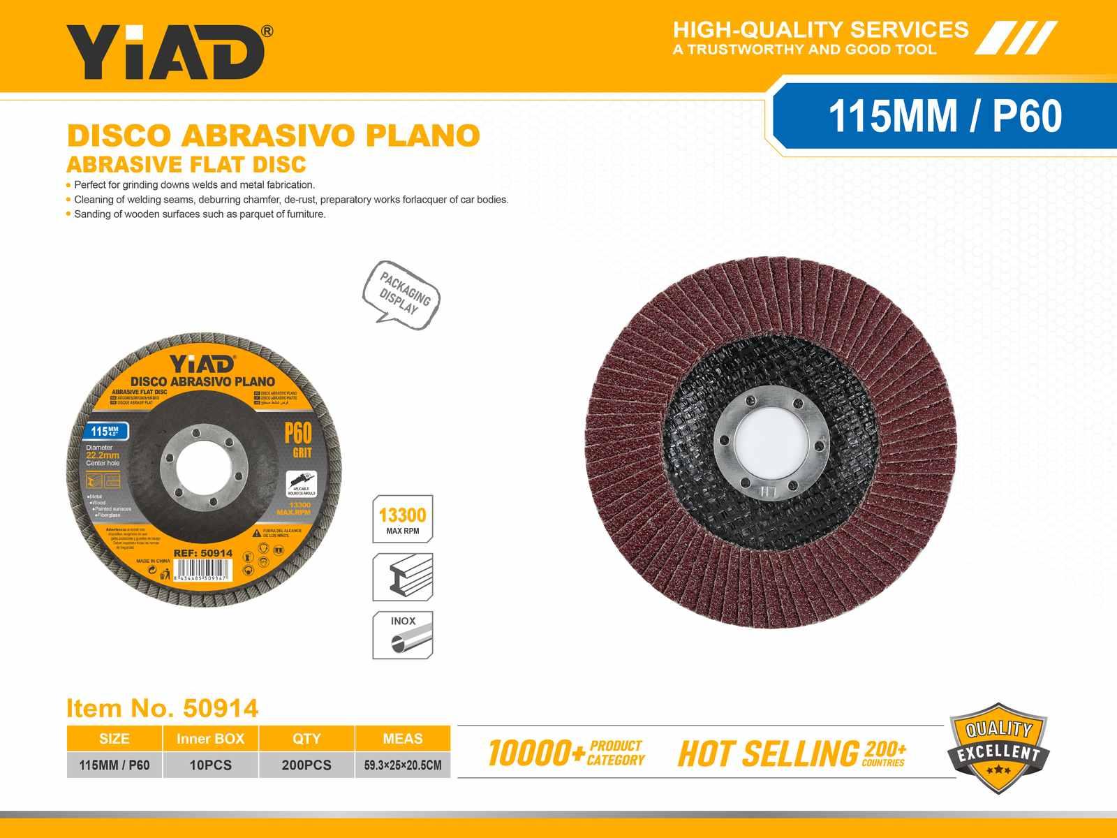 Serie de herramientas de desbaste, modelo P60, 115 mm