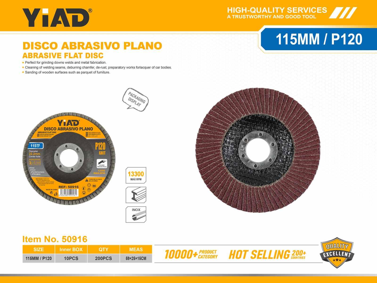 Serie de herramientas de desbaste, modelo P120, 115 mm