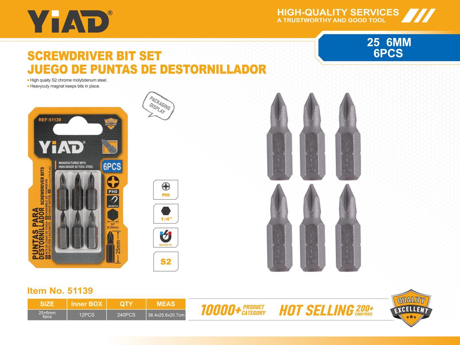 Serie de destornilladores, modelo PH0, 6 piezas
