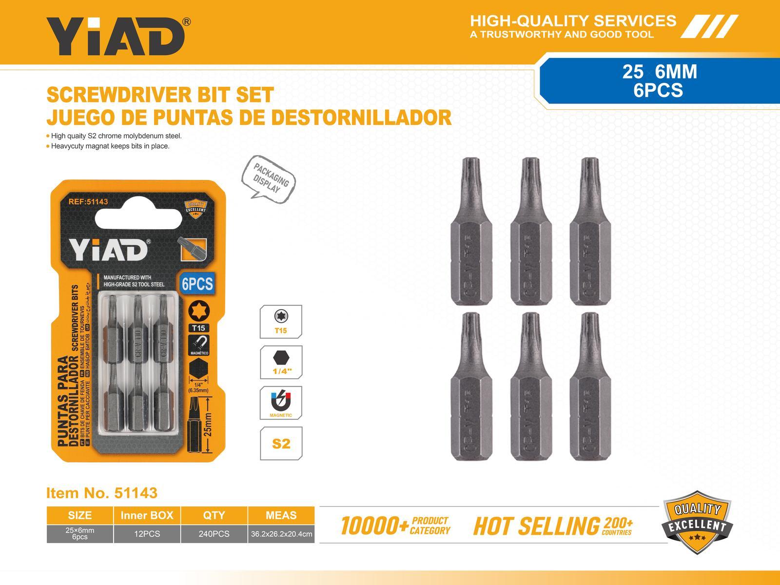 Serie de destornilladores, modelo T15, 6 piezas