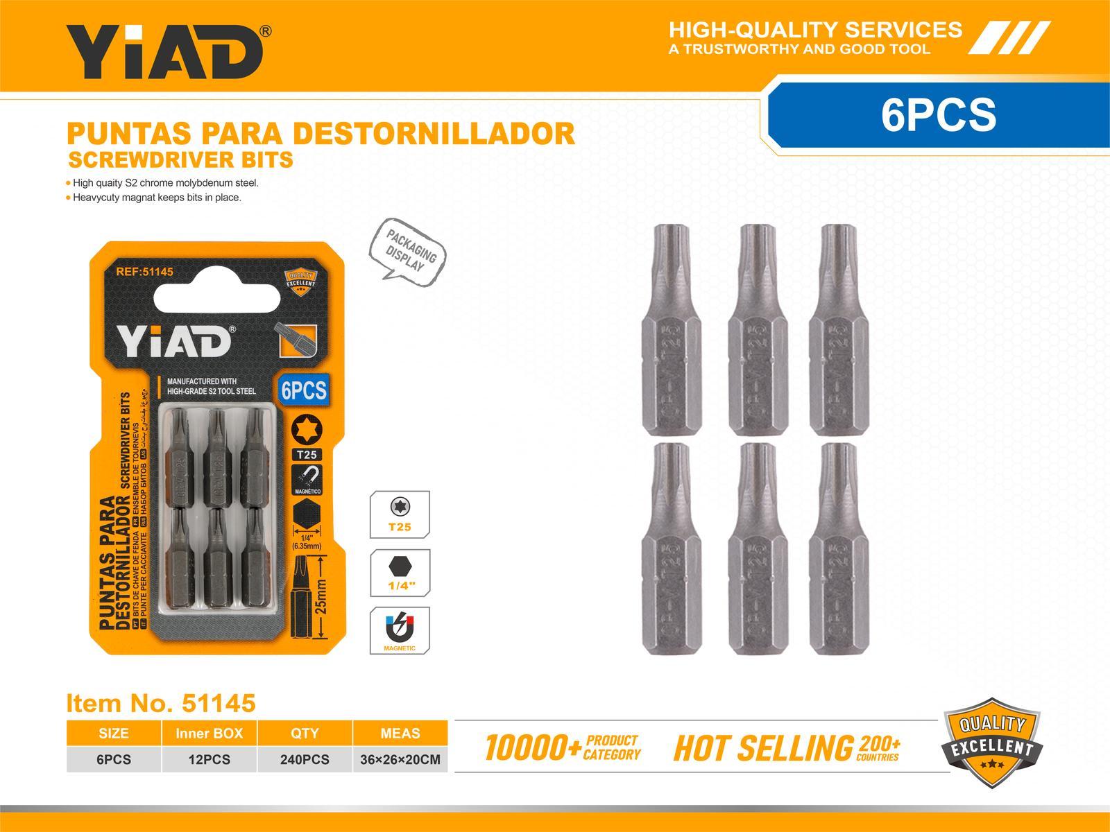 Serie de destornilladores, modelo T25, 6 piezas