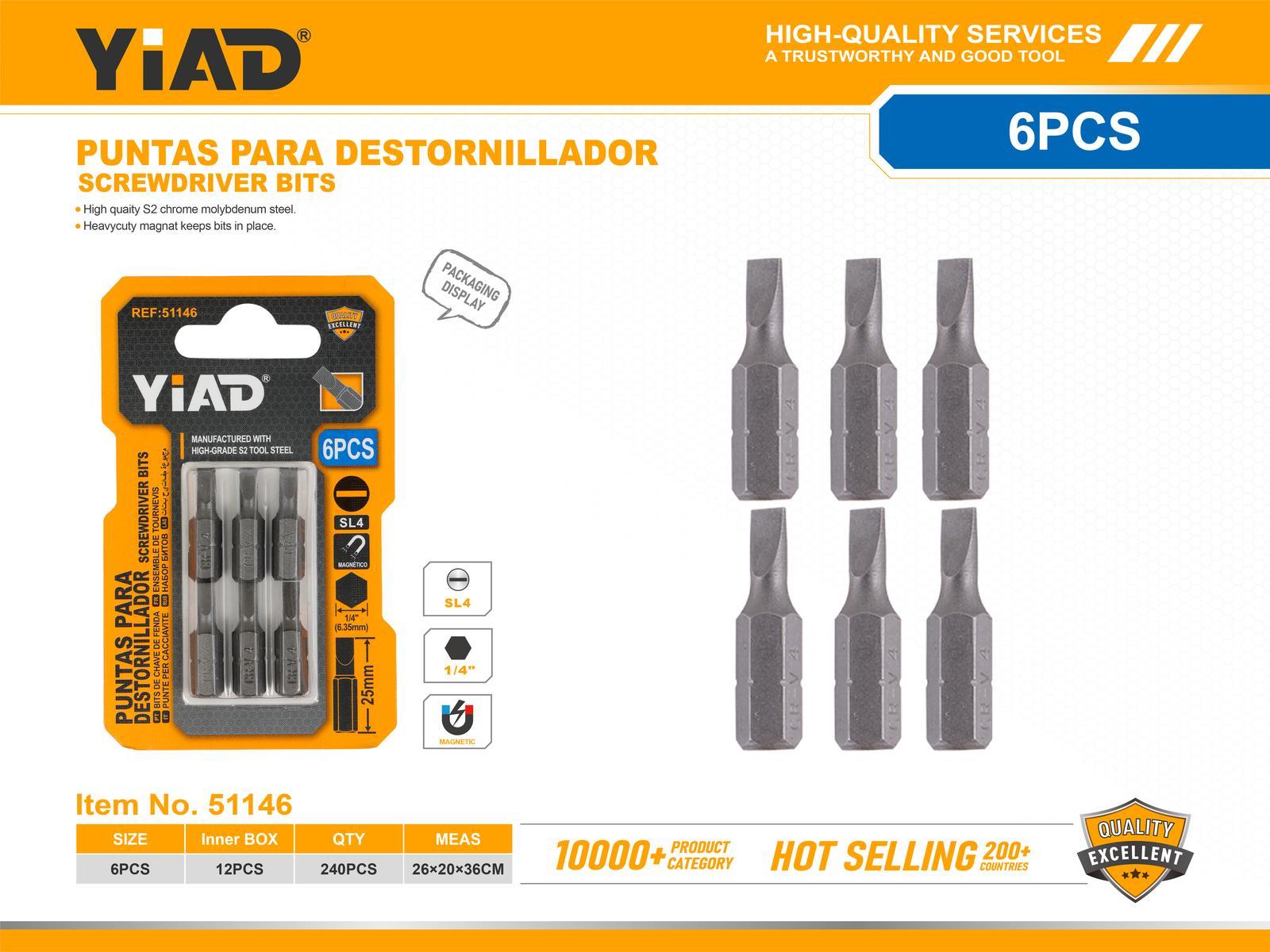Serie de destornilladores, 4 mm, 6 piezas