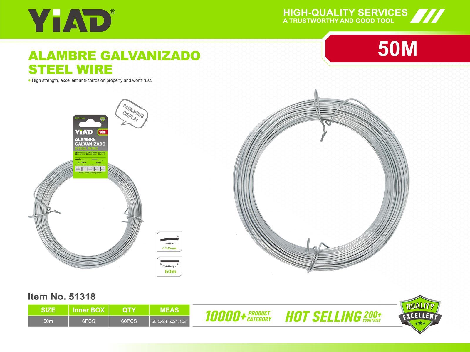 Alambre de amarre para jardín, 1,2 × 50