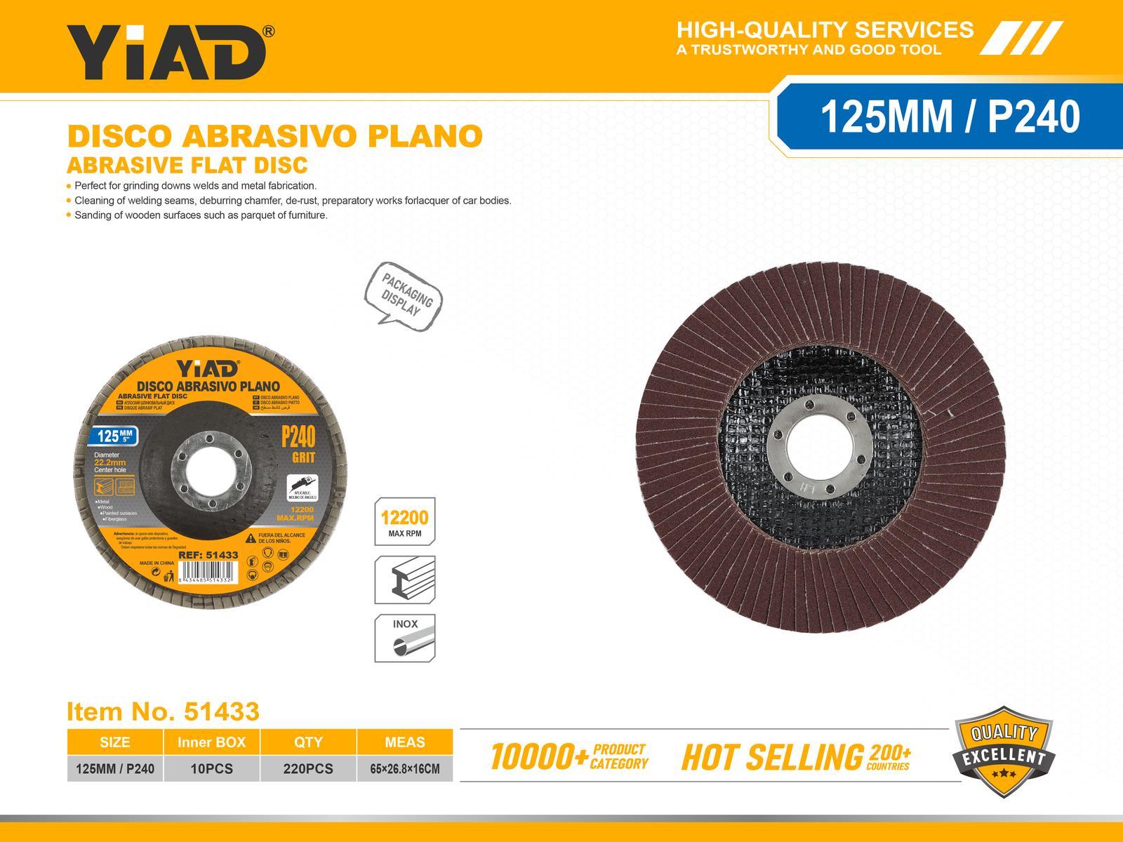 Serie de herramientas de desbaste, modelo P240, 125 mm