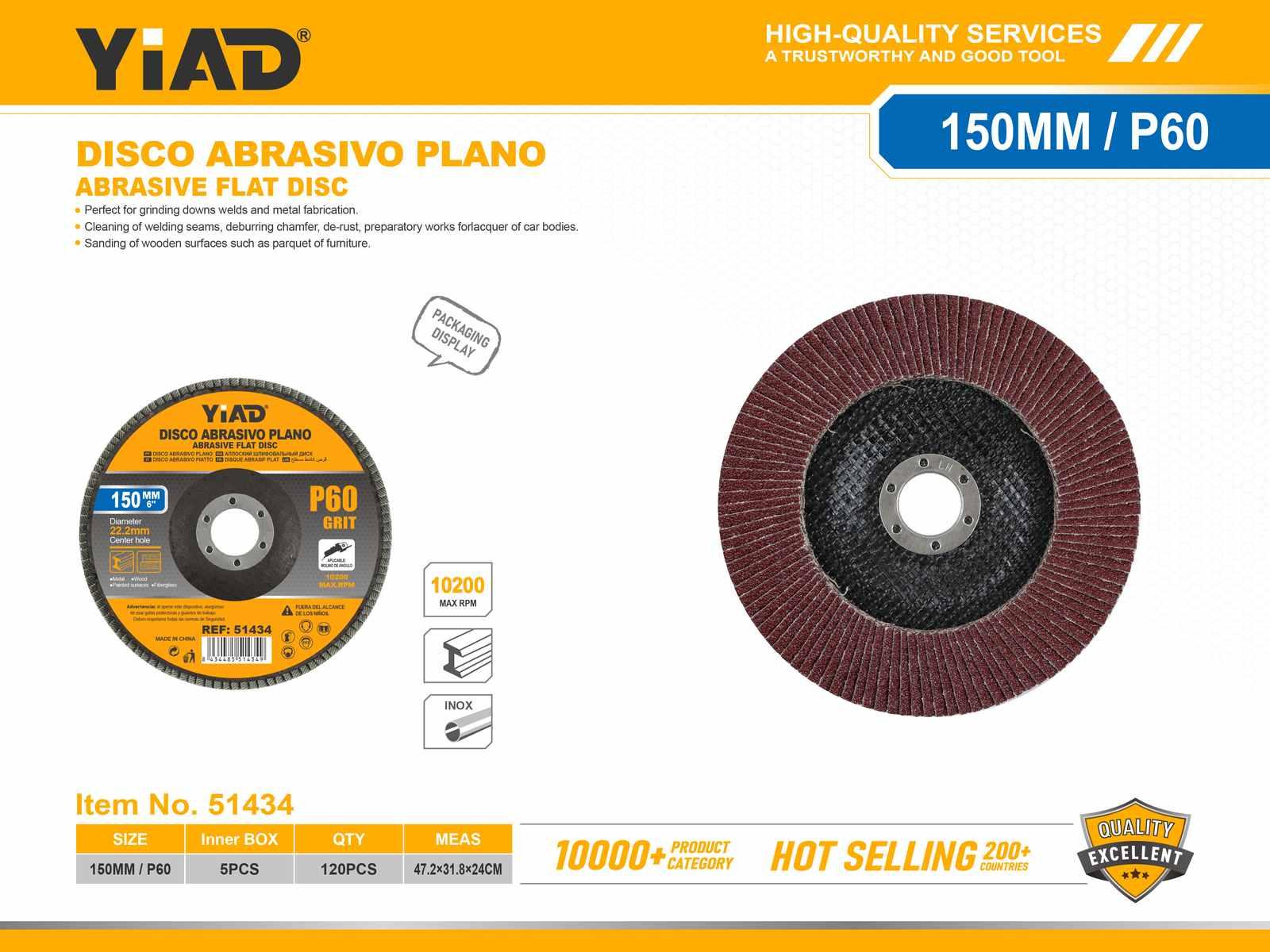 Serie de herramientas de desbaste, modelo P60, 150 mm