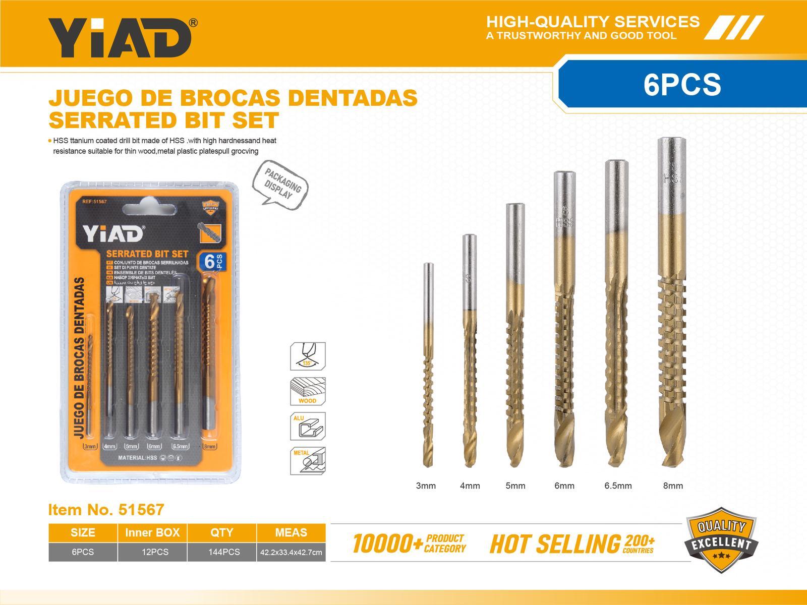 Serie de brocas, 6 piezas, ref. 51567