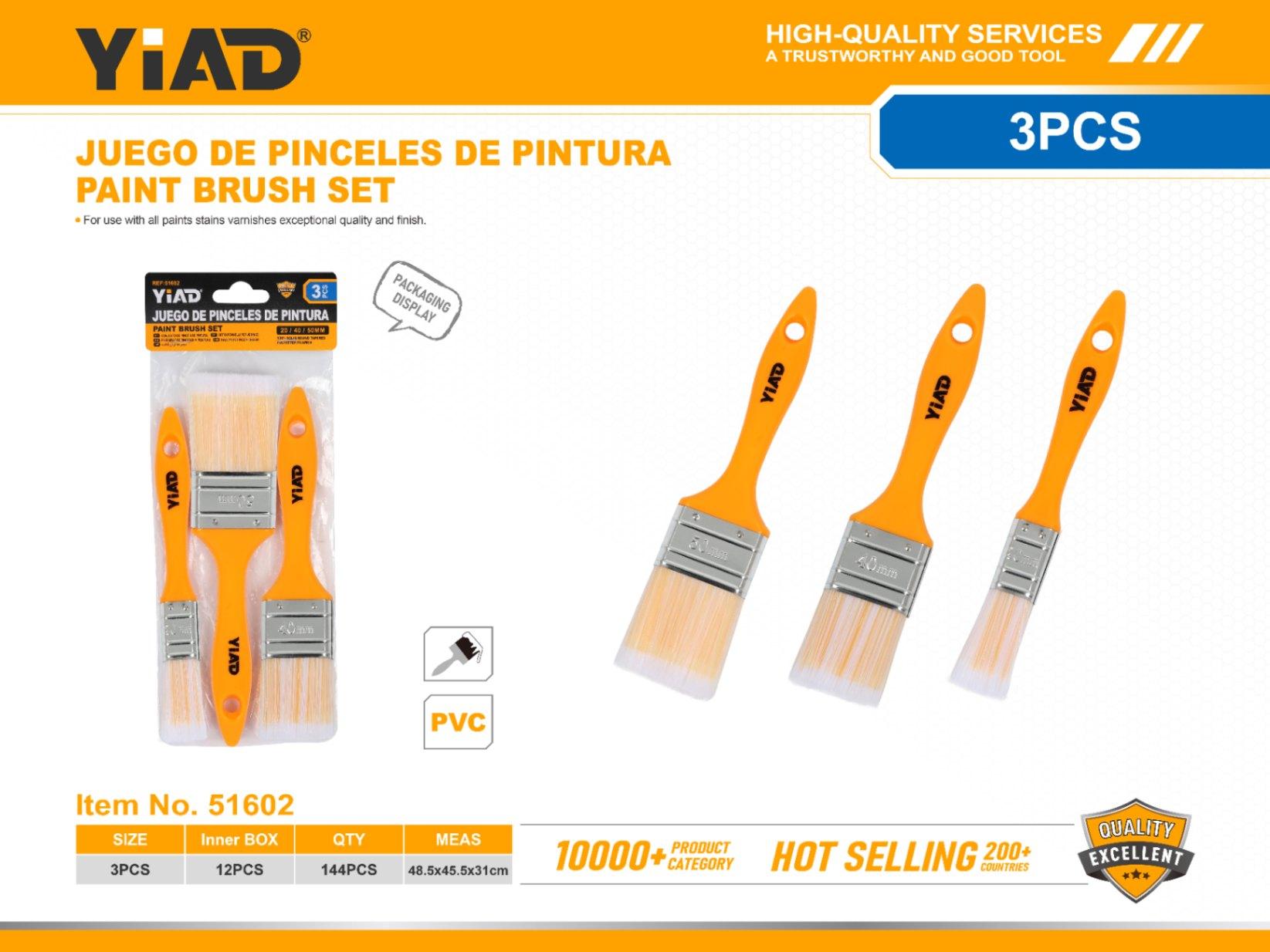 Brochas para pintura, 25 mm, 38 mm, 50 mm, 3 piezas, ref. 51602