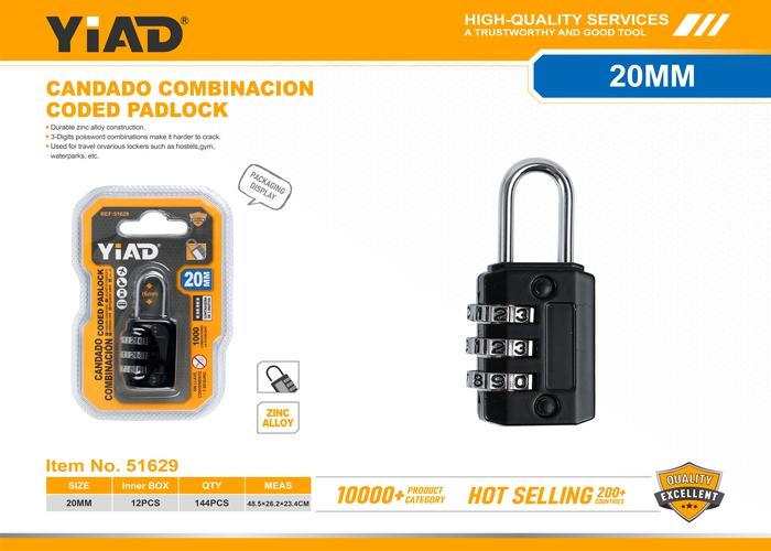 Candado de combinación, 20 mm, ref. 51629