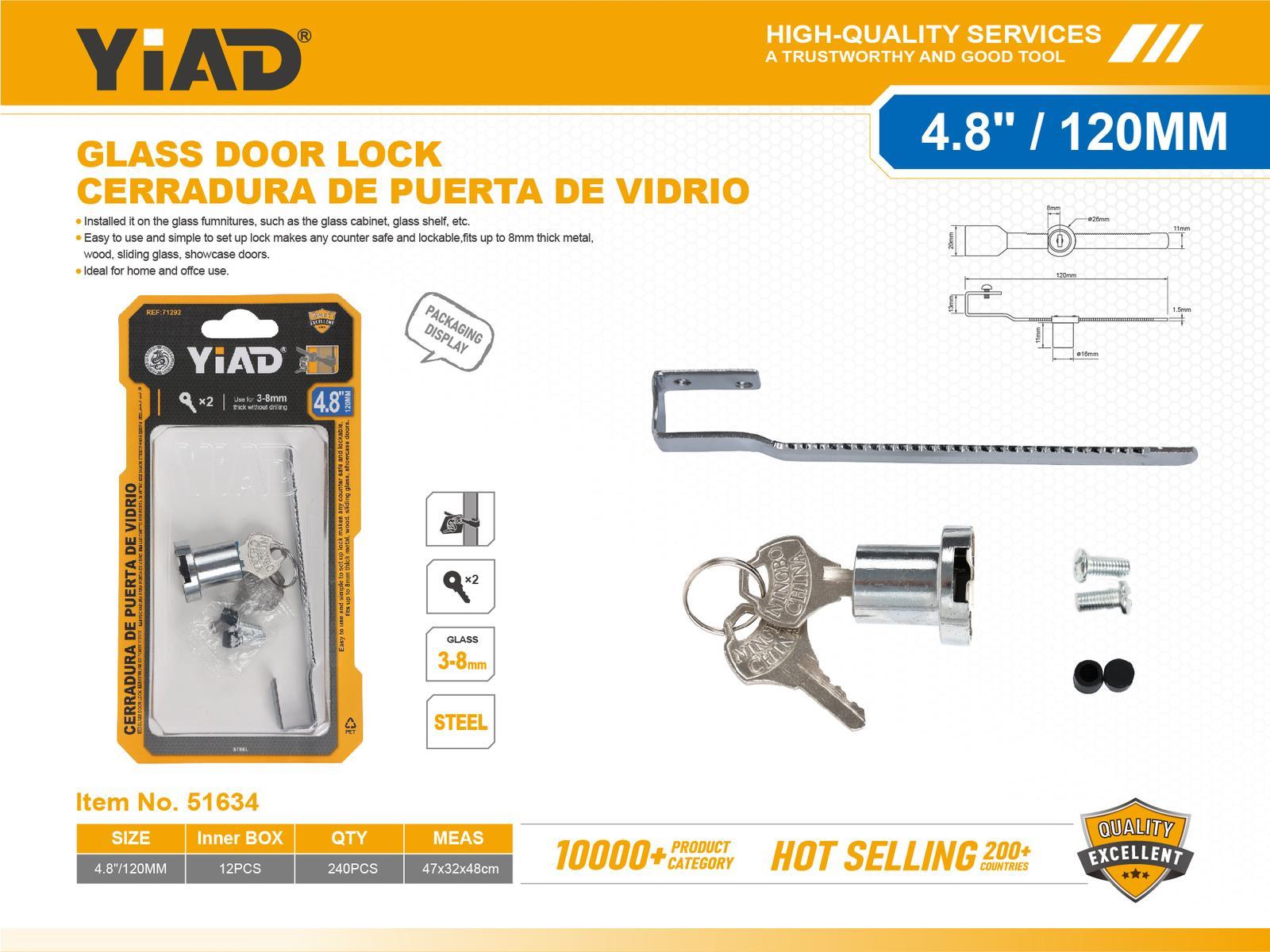 Cerraduras para vidrio, 120 mm