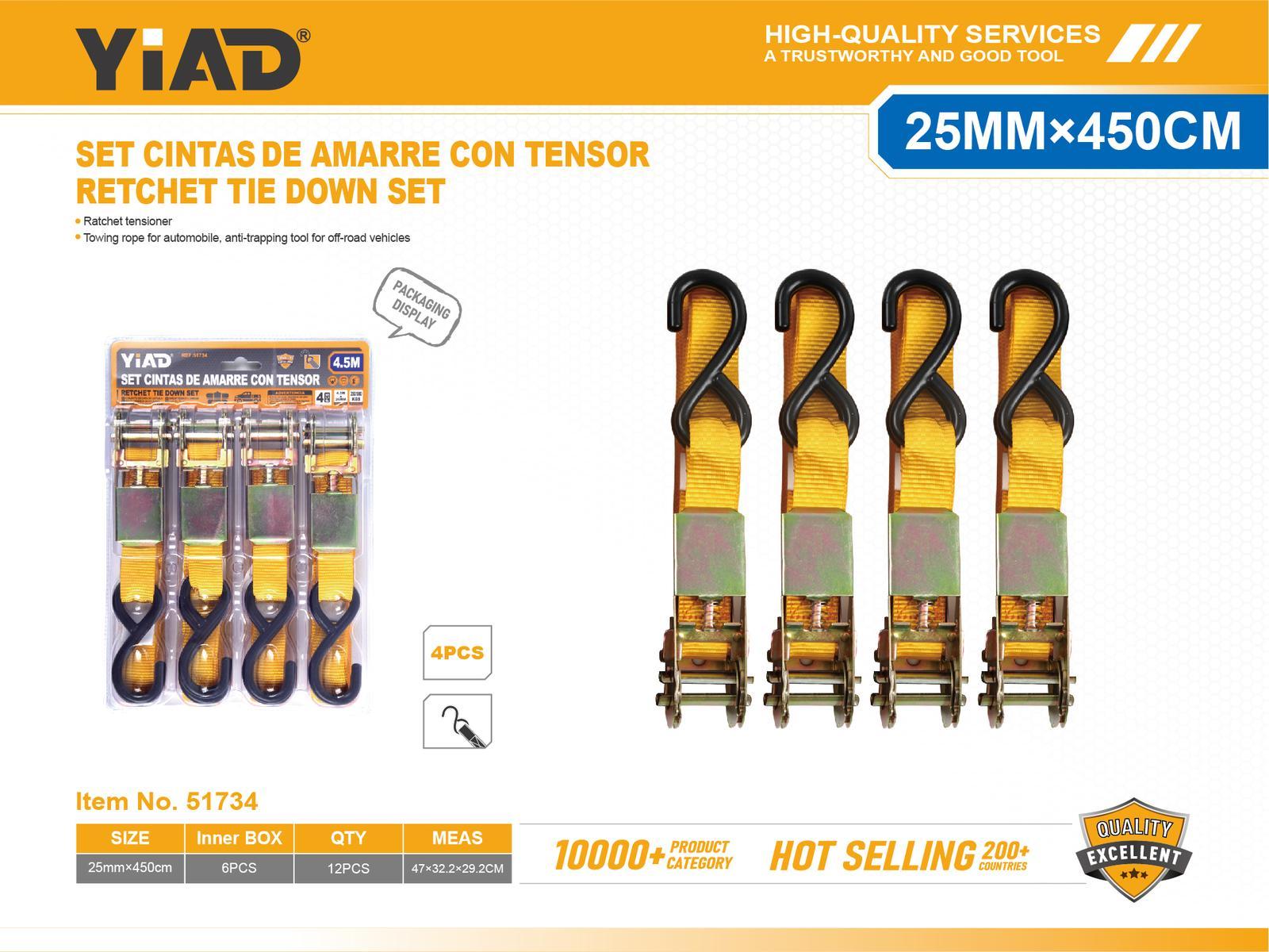 Tensor, 2,5 cm, 4,5 m, 4 piezas