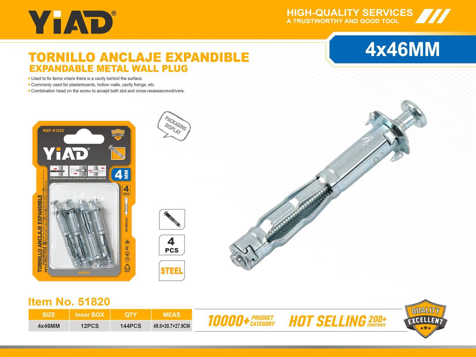 Taquete con clavo, 4 × 46, 4 piezas