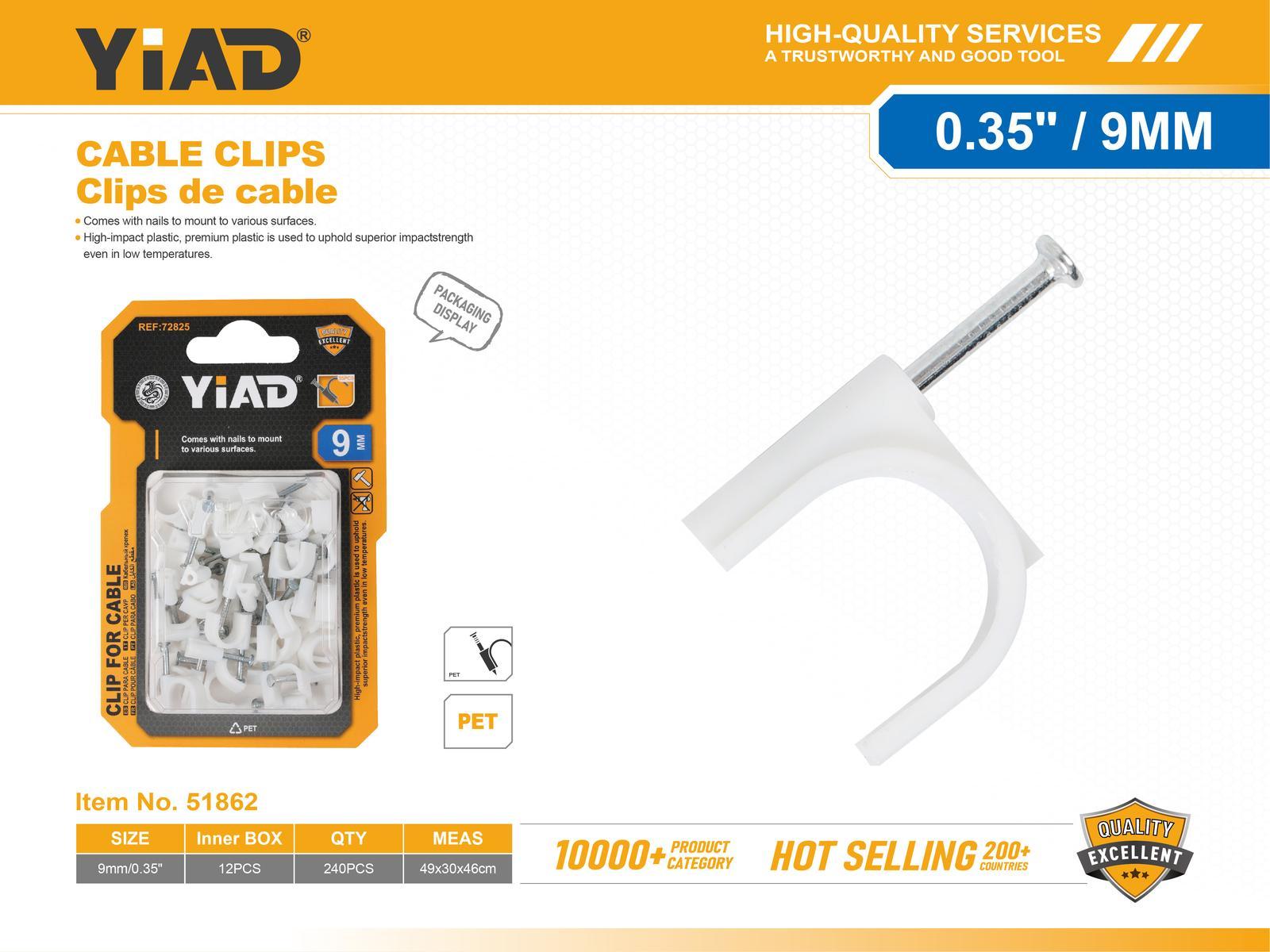 Grapas para cable, 9 mm