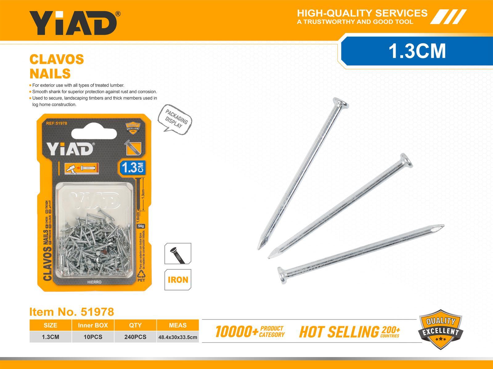 Clavos de hierro, 1,6 × 13, color blanco