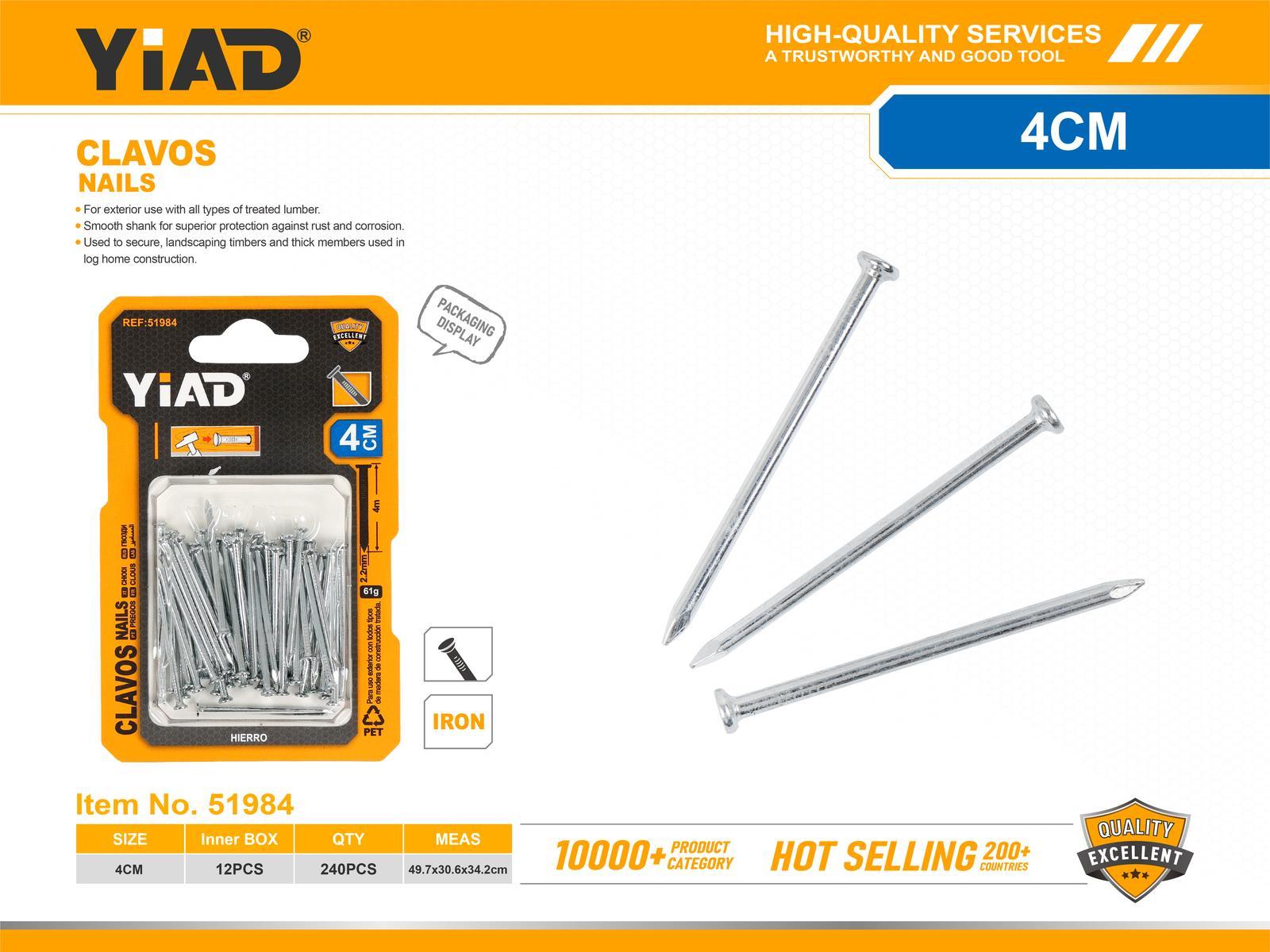Clavos de hierro, 2,2 × 40, color blanco