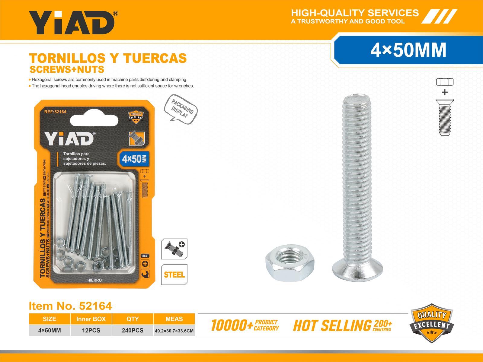 Tornillo, modelo M4, 4 × 50