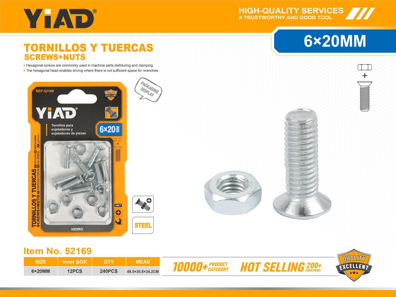 Tornillo, modelo M6, 6 × 20