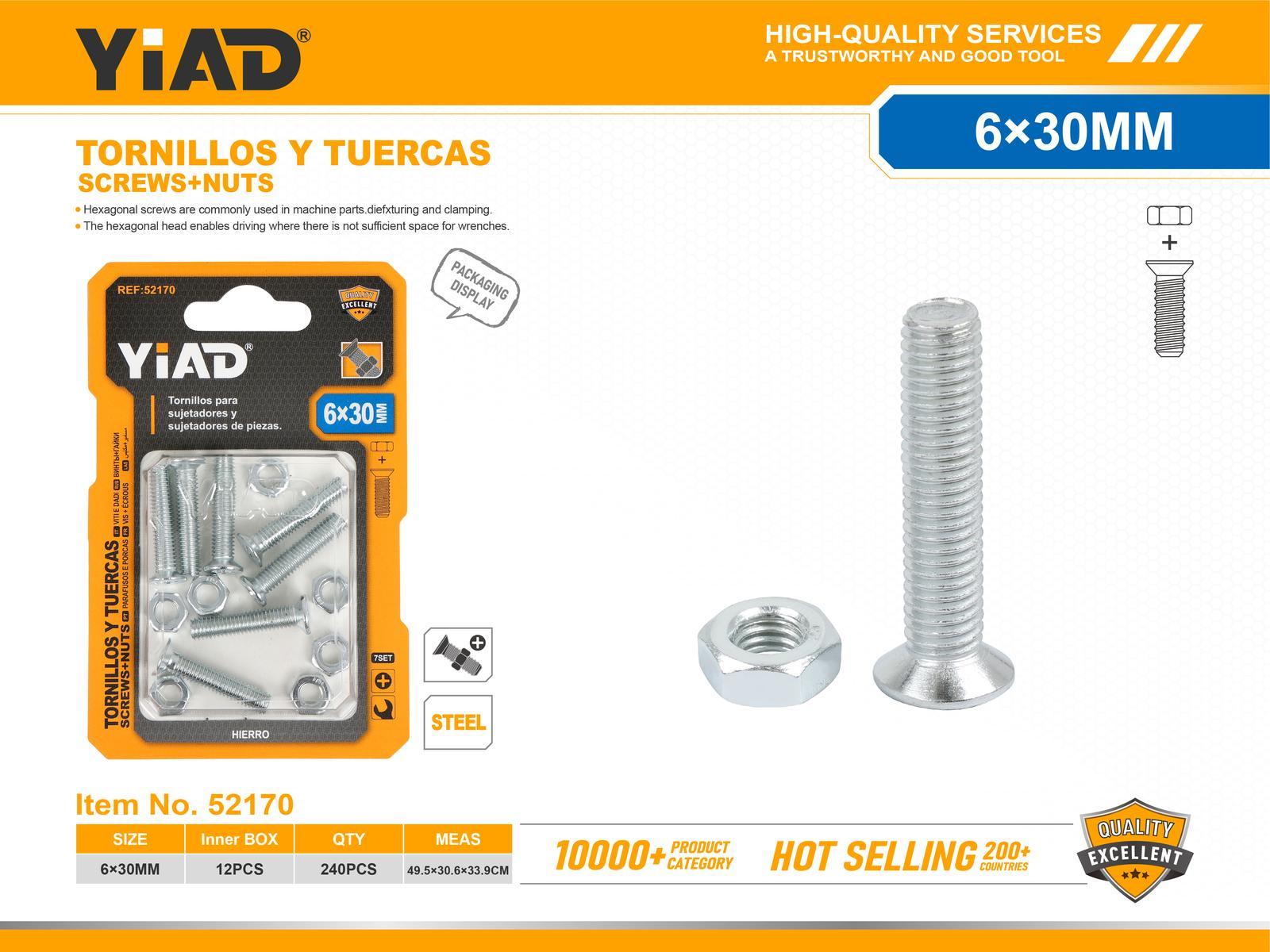 Tornillo, modelo M6, 6 × 30