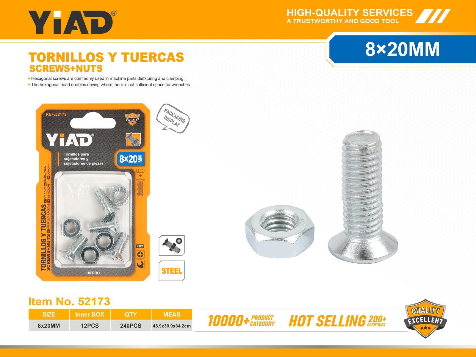 Tornillo, modelo M8, 8 × 20