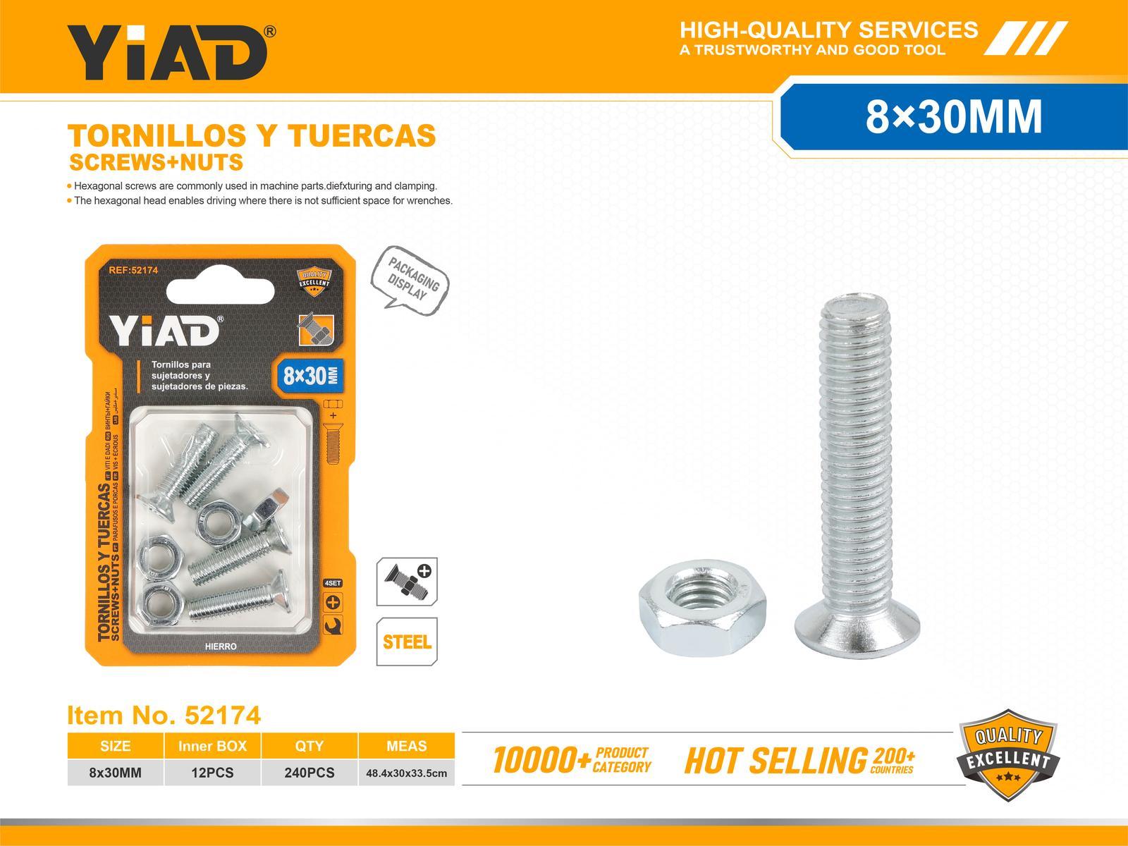 Tornillo, modelo M8, 8 × 30