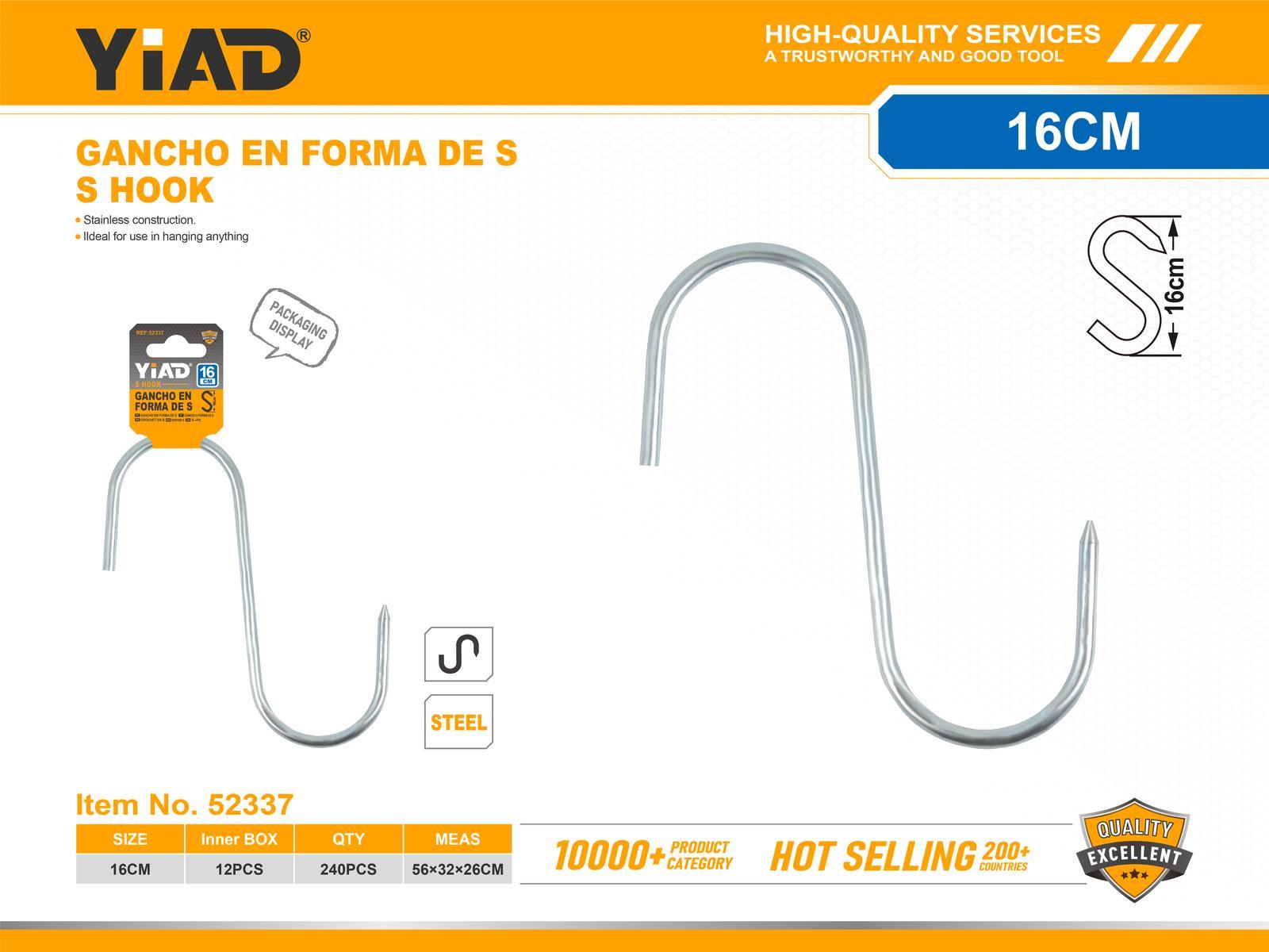 Gancho en S, 16 cm