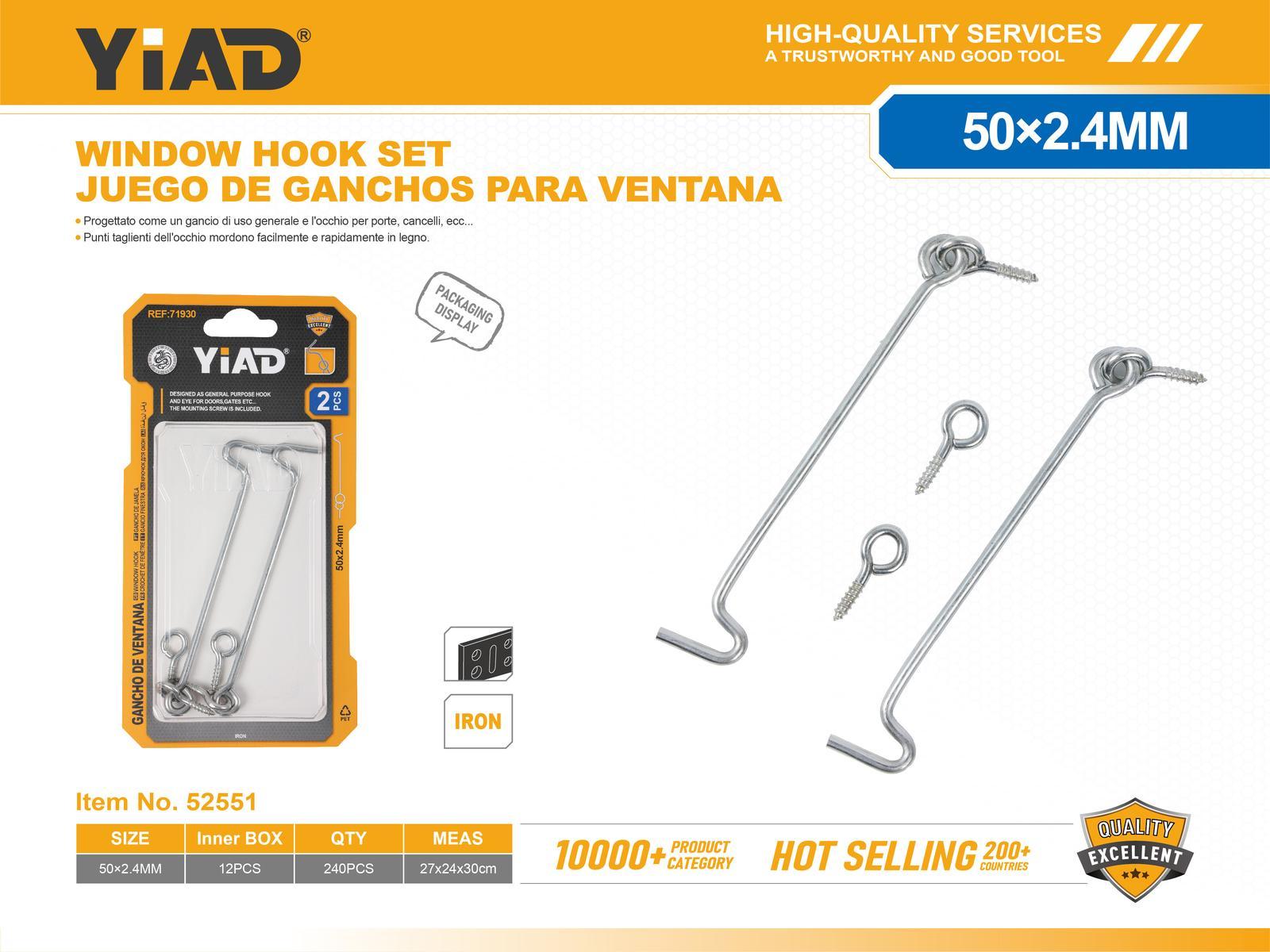 Ganchos para ventana, 50 mm, 2 piezas, ref. 52551