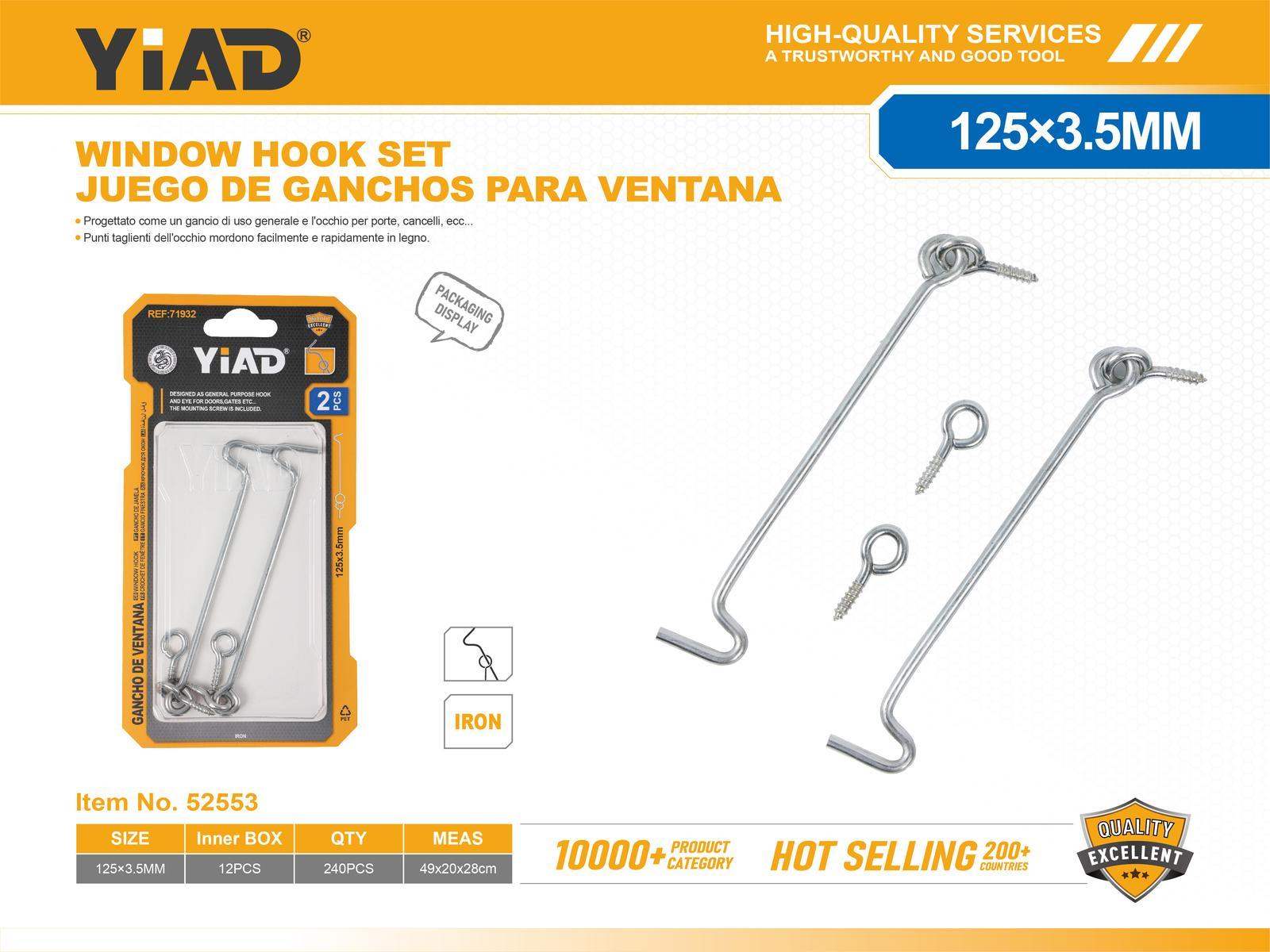 Ganchos para ventana, 125 mm, 2 piezas