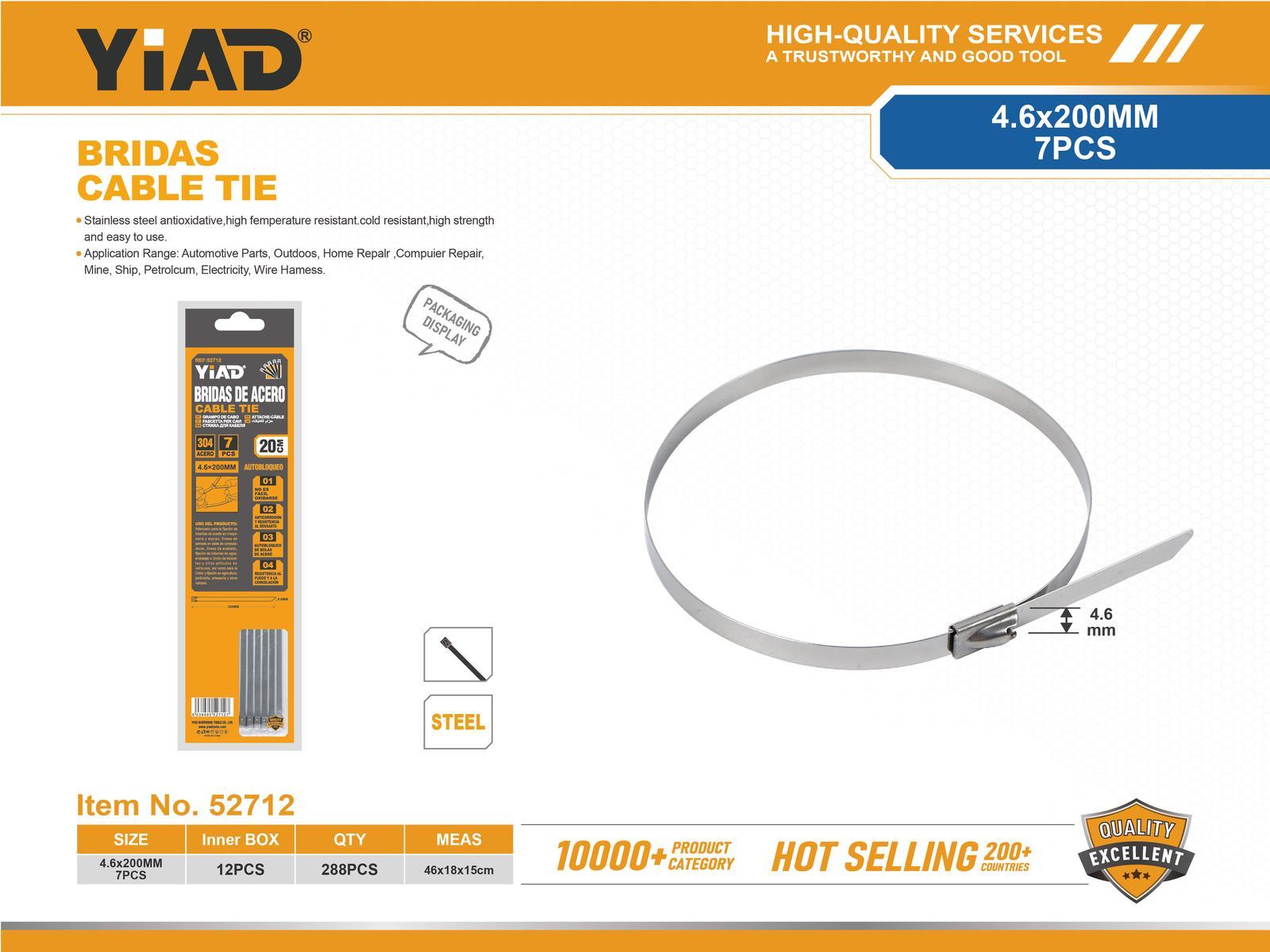 Bridas para cables, 4,6 × 200, 7 piezas