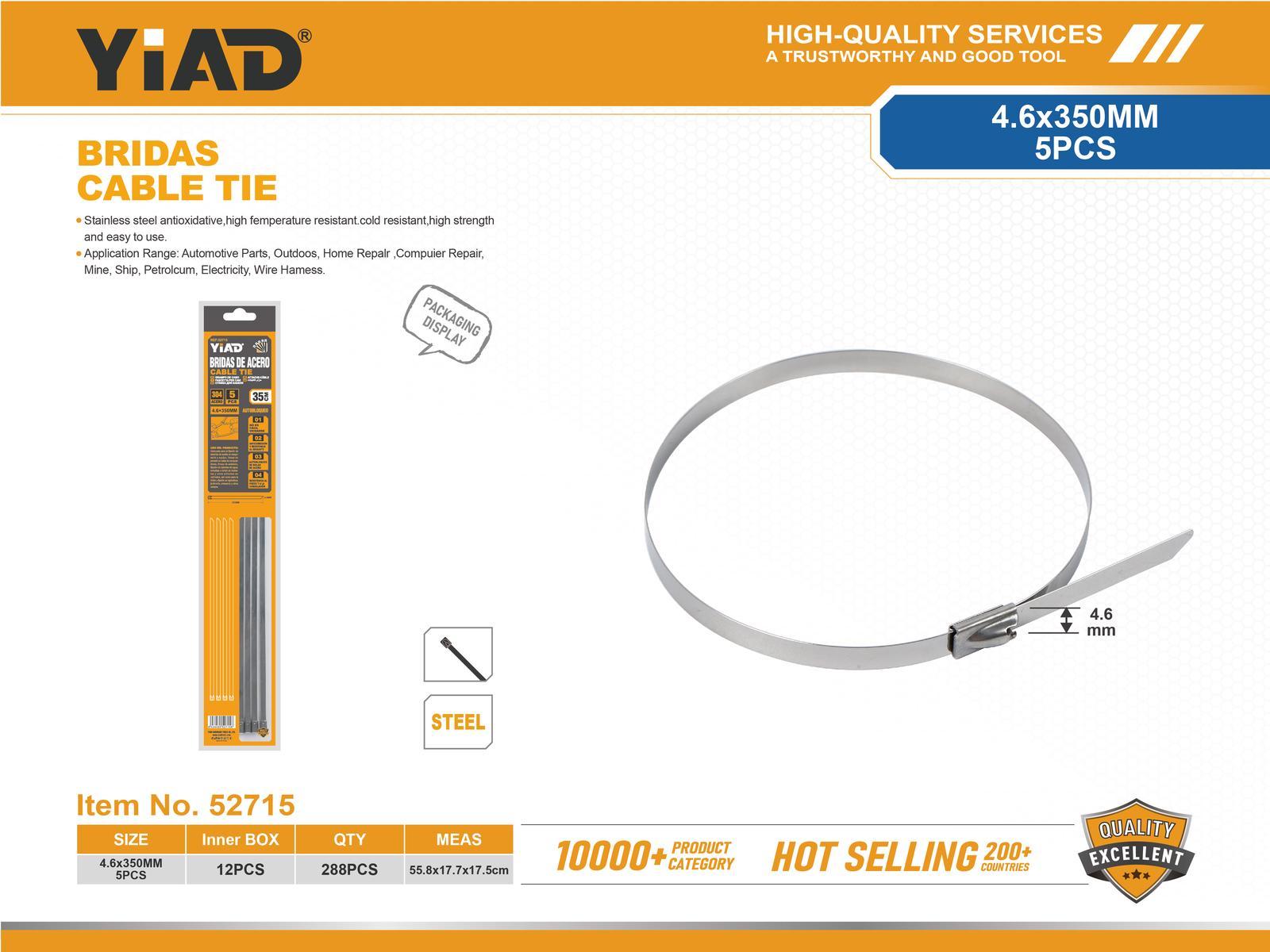 Bridas para cables, 4,6 × 350, 5 piezas